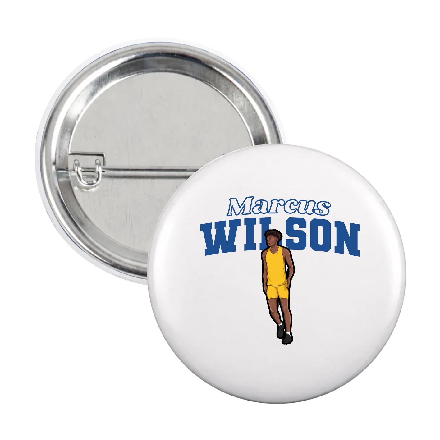 Game Day Button — Name Arch in White