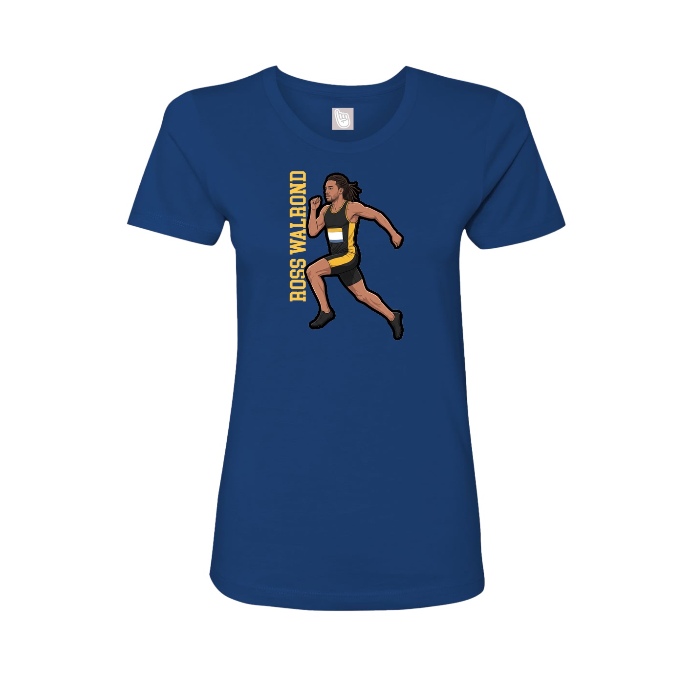 Fitted Women's Tee — Name Vertical in Royal