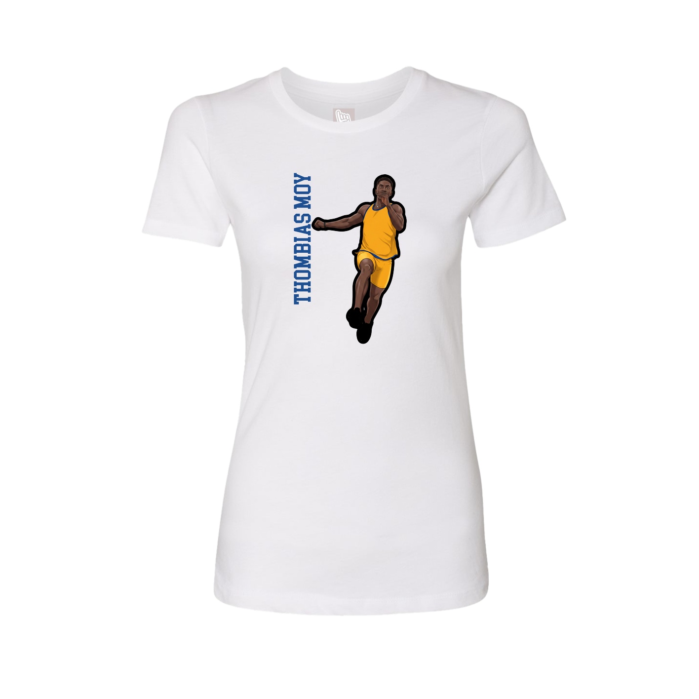 Womens Tee — Name Vertical in White