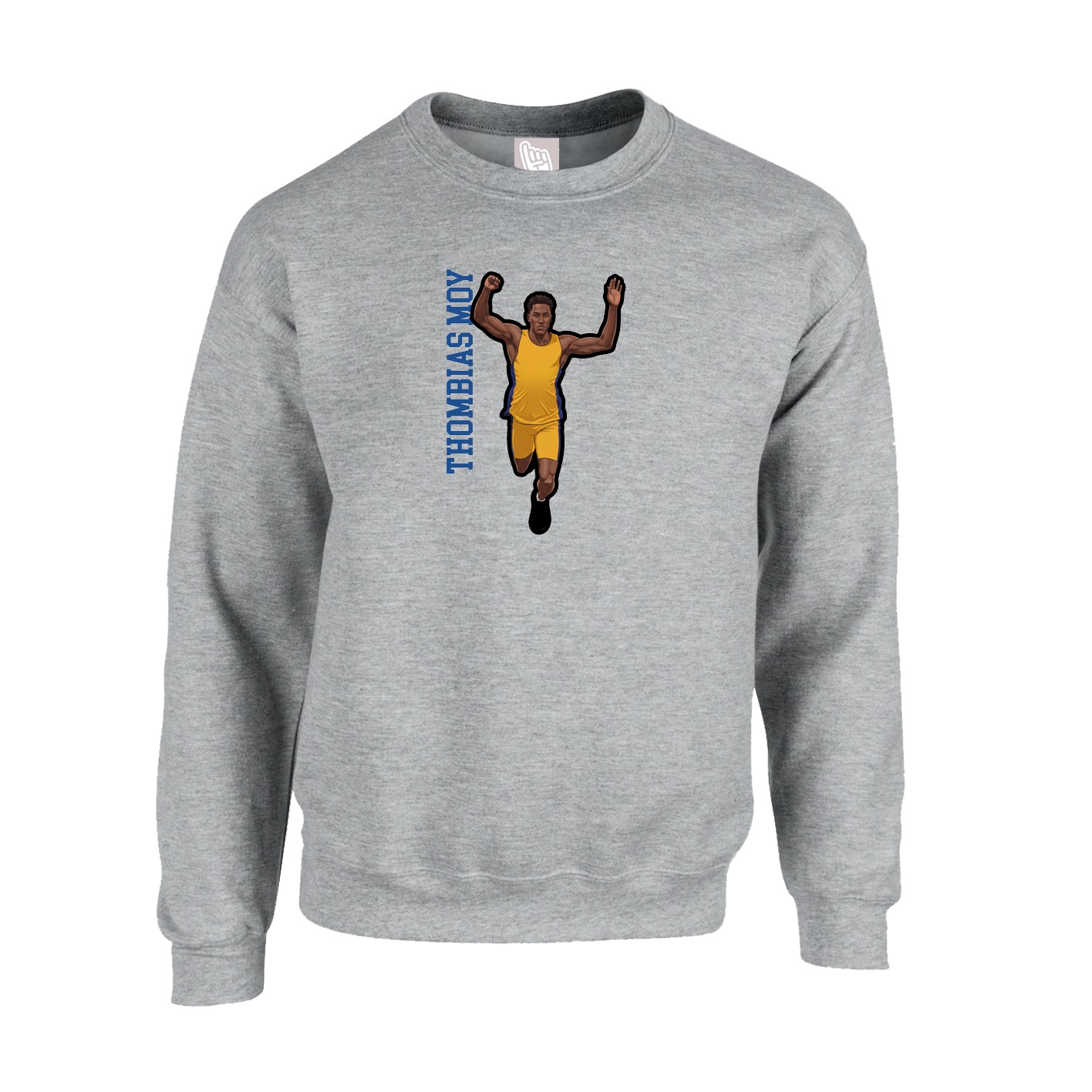 Fleece Crew — Name Vertical in Grey