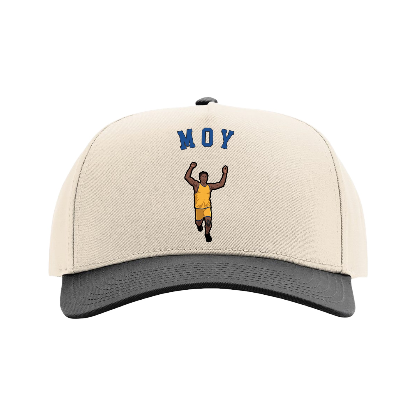 Full Fabric Five-Panel Champ Cap — Shirsey Arch in Cream/Black