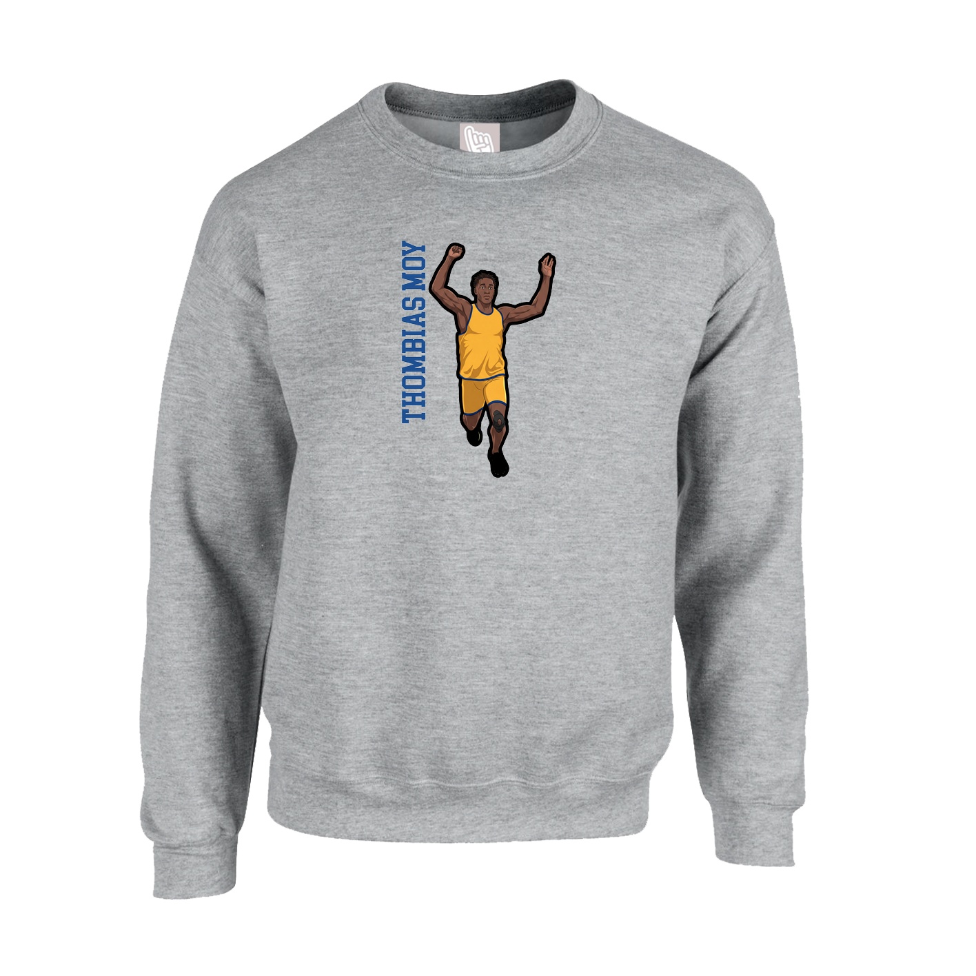 Fleece Crew — Name Vertical in Grey