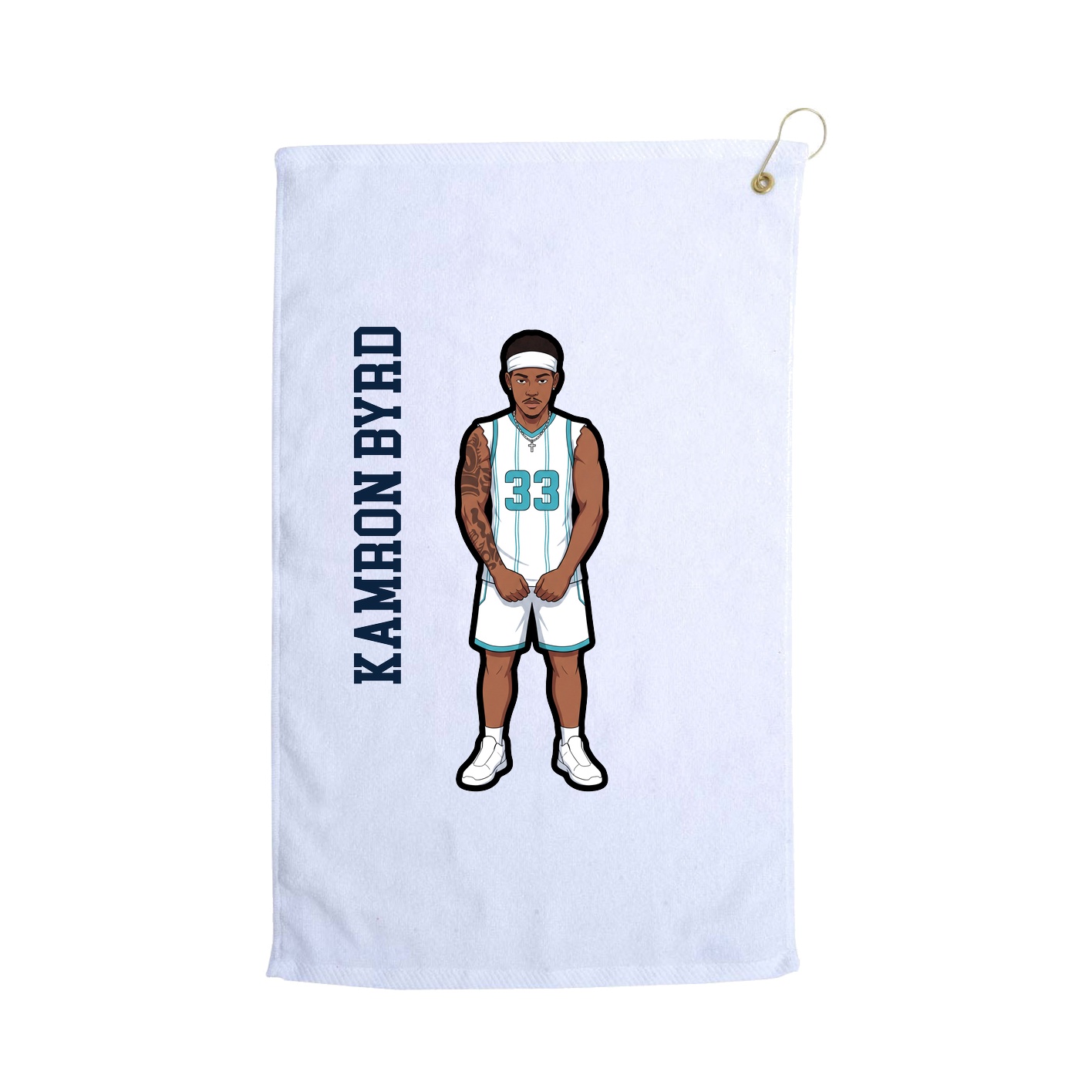 Golf Towel — Name Vertical in White