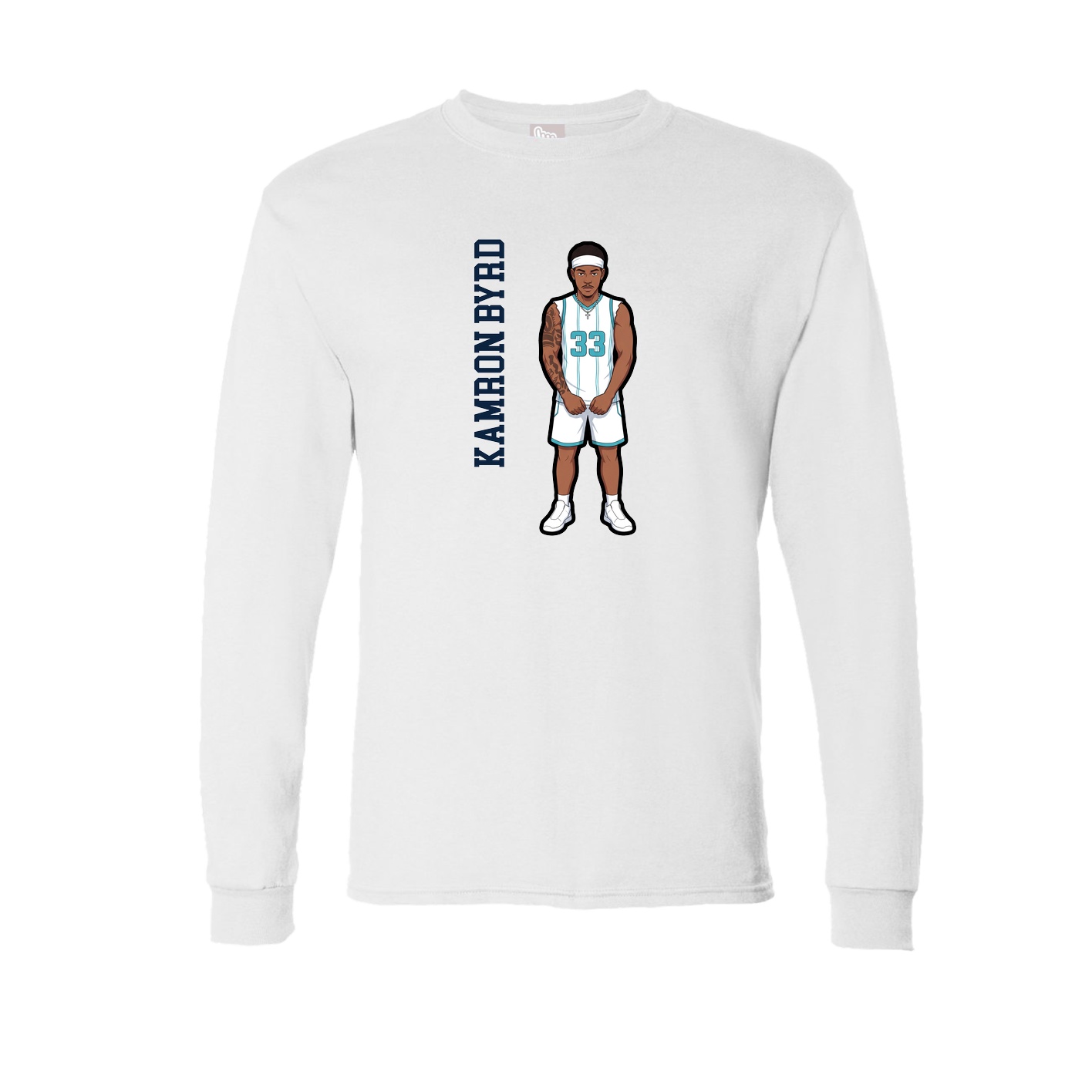 Long Sleeve Tee — Name Vertical in White