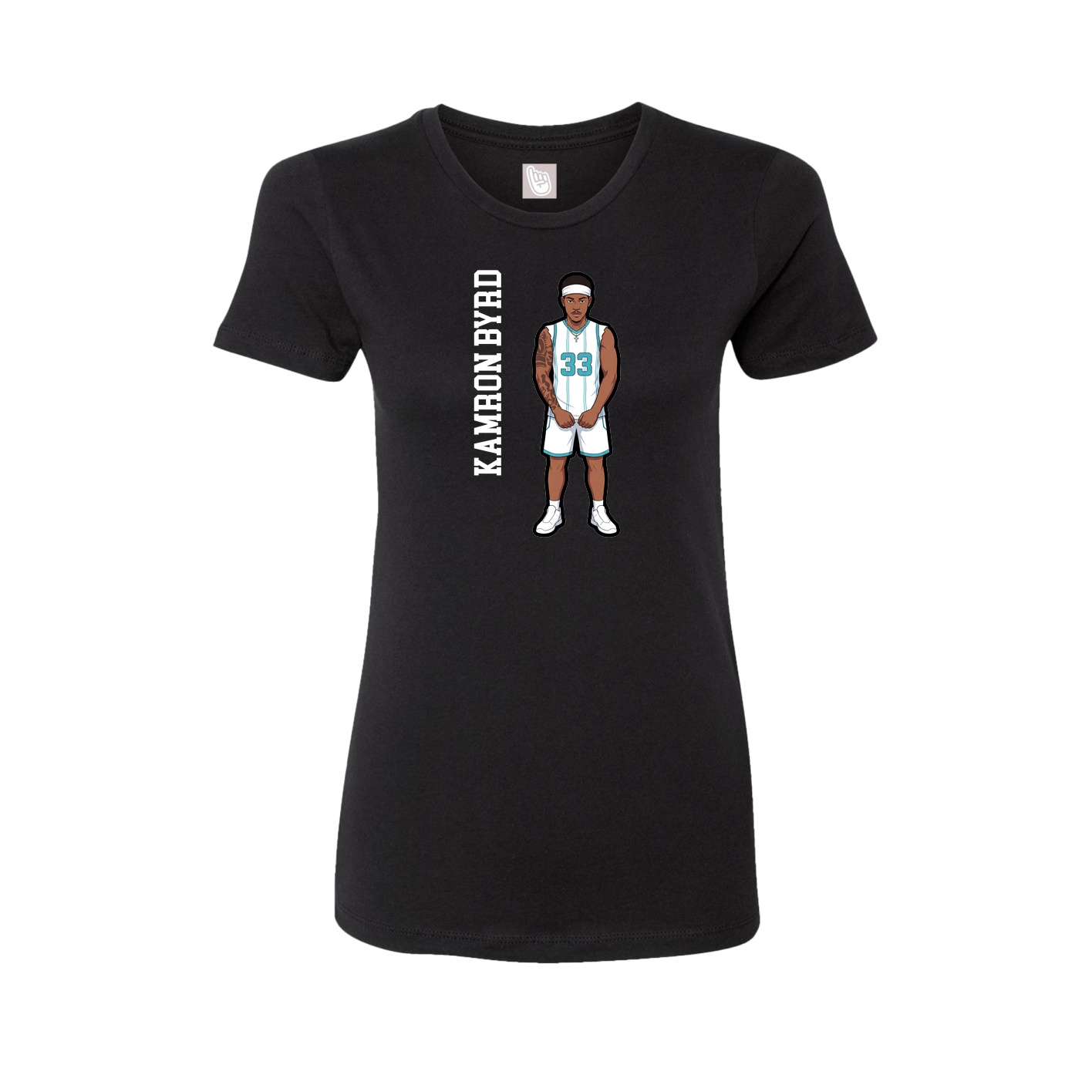 Fitted Women's Tee — Name Vertical in Black