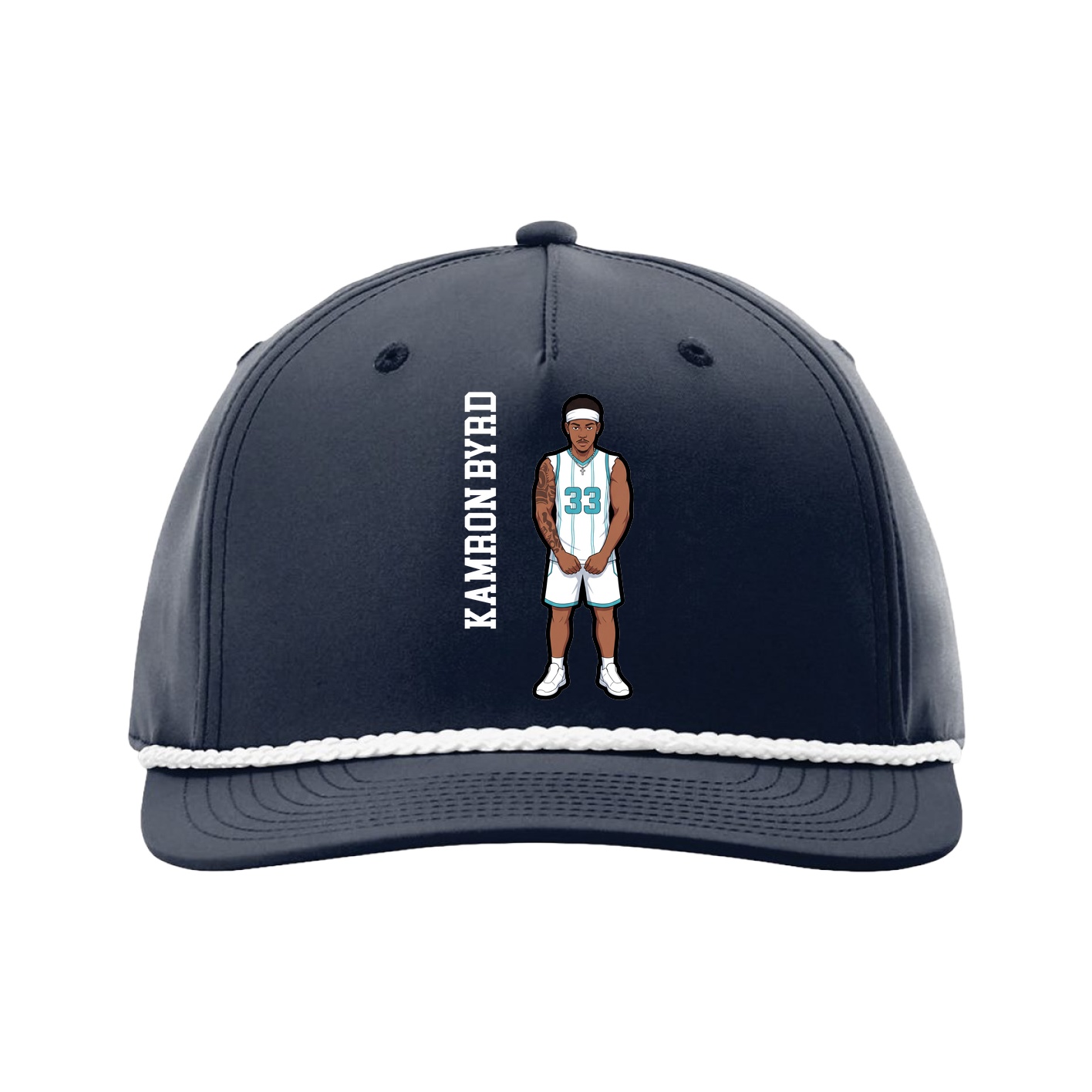 Five-Panel Classic Rope Cap — Name Vertical in Navy
