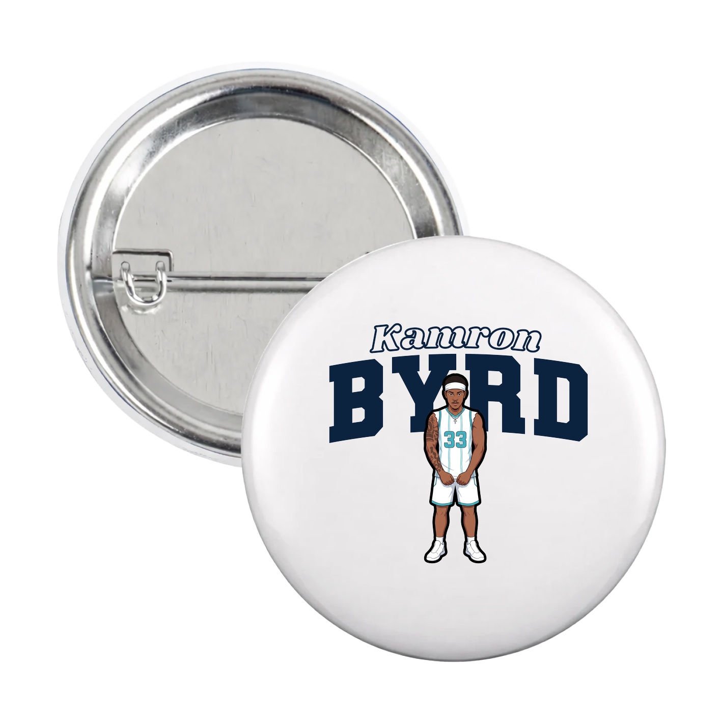 Game Day Button — Name Arch in White