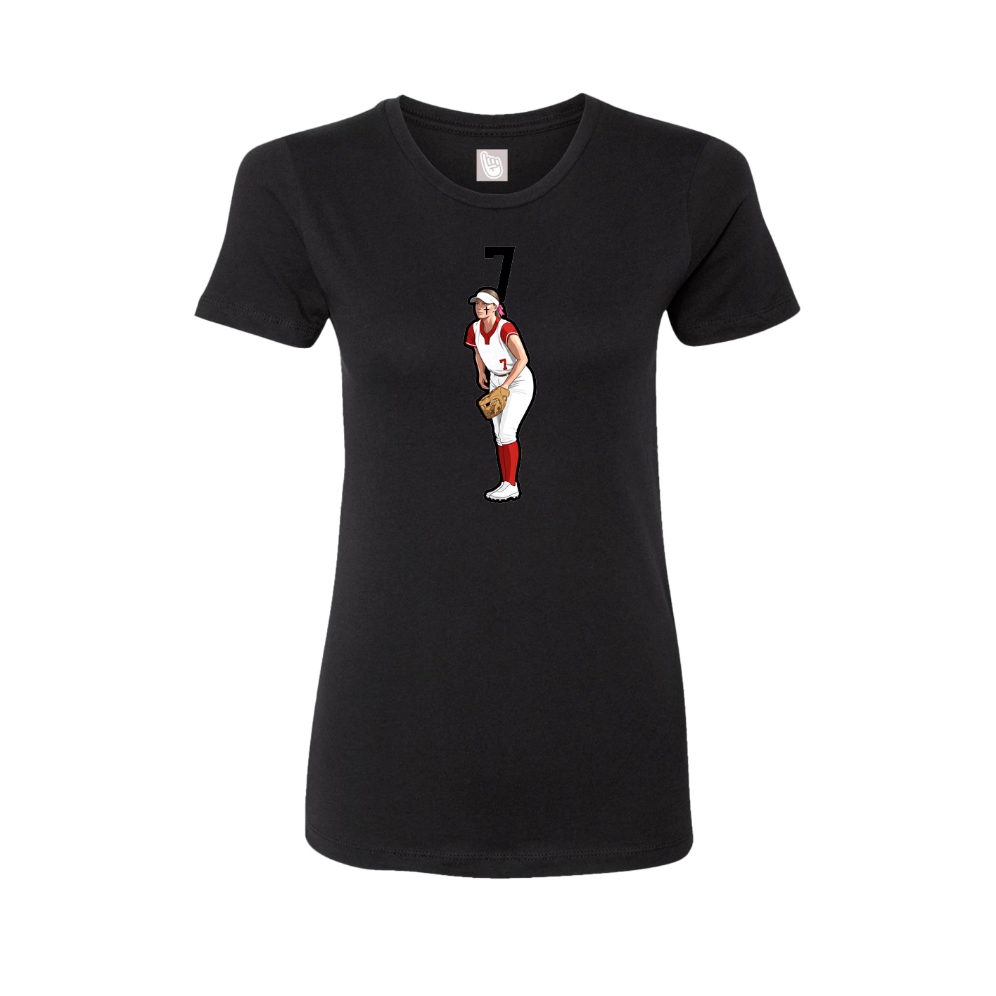 Fitted Women's Tee — Number Top in Black