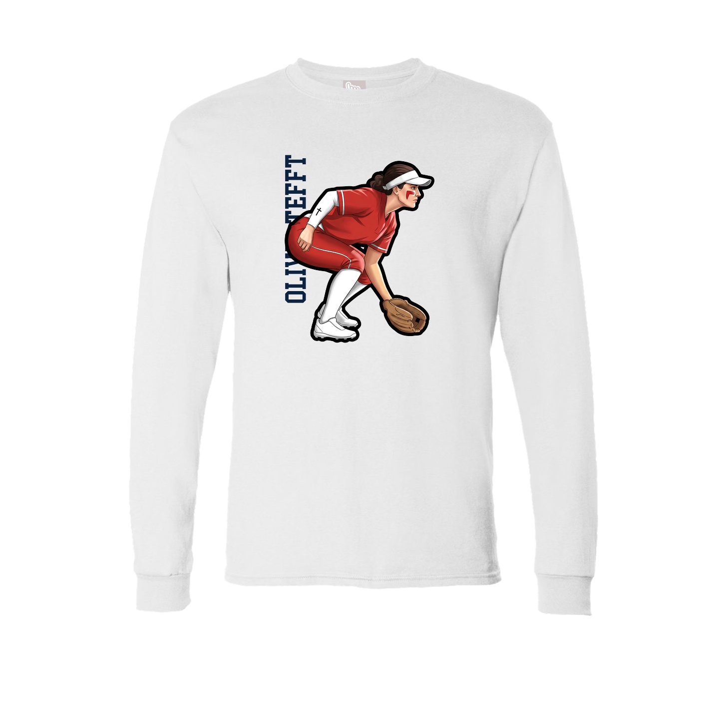 Long Sleeve Tee — Name Vertical in White