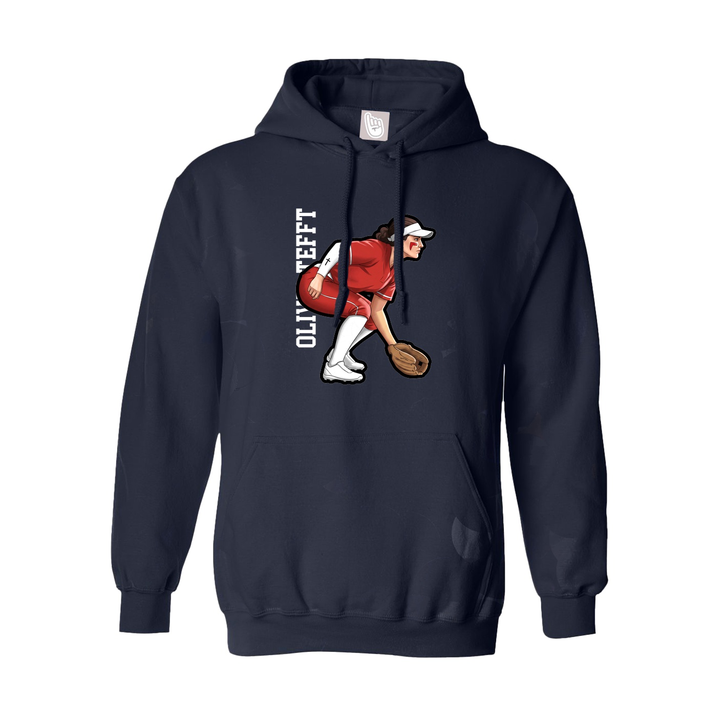 Hoodie — Name Vertical in Navy