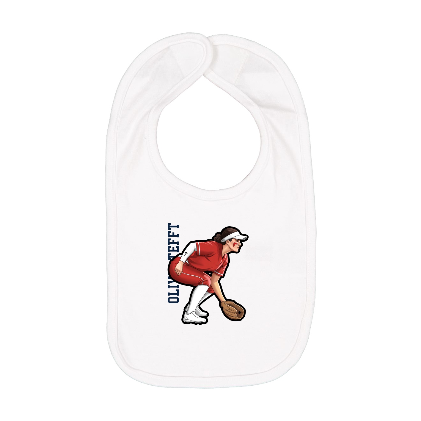 Infant Bib — Name Vertical in White