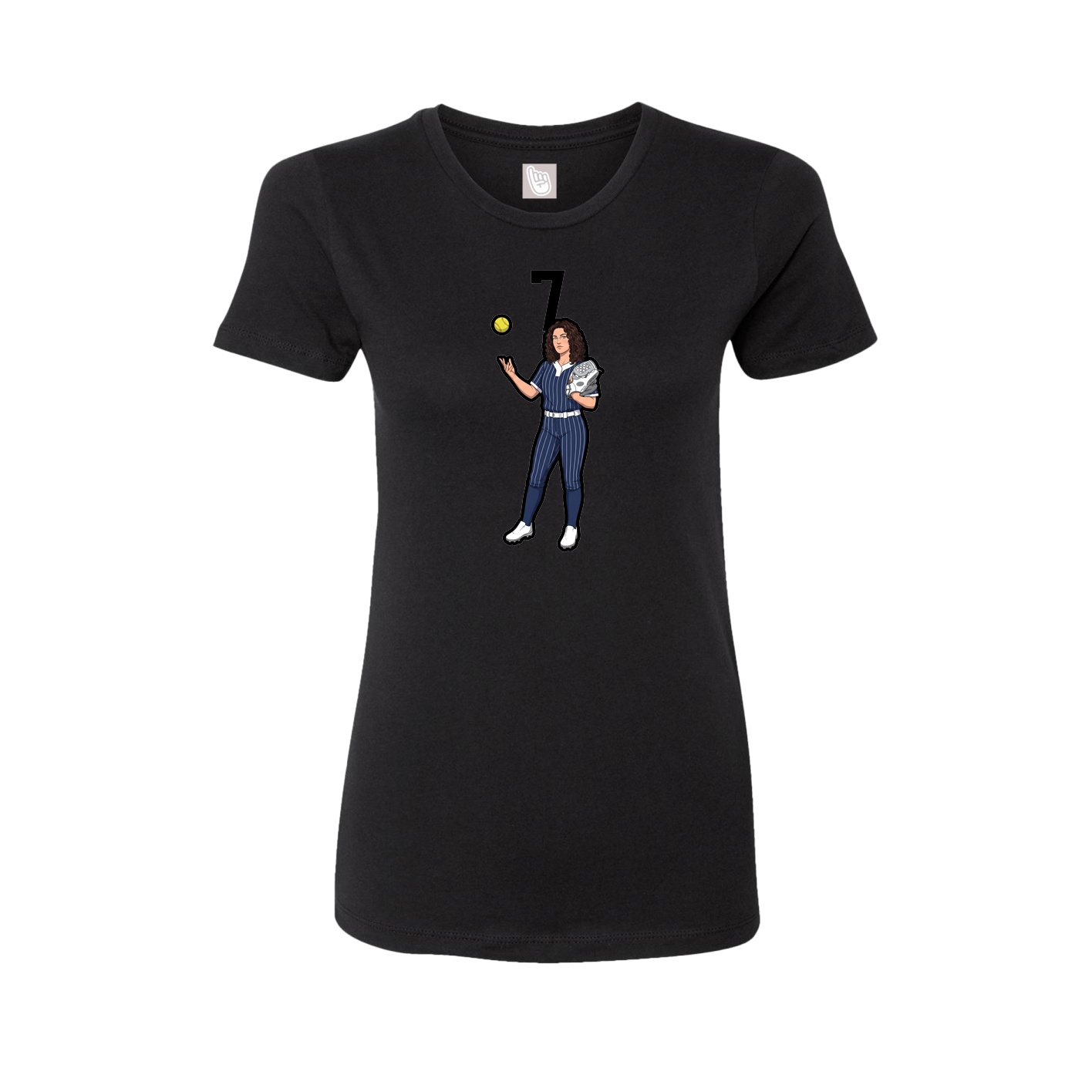 Fitted Women's Tee — Number Top in Black