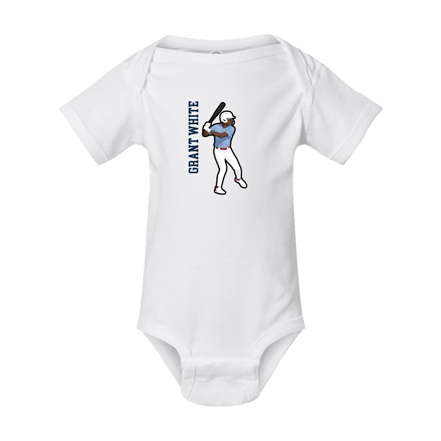 Baby Onesie — Name Vertical in White