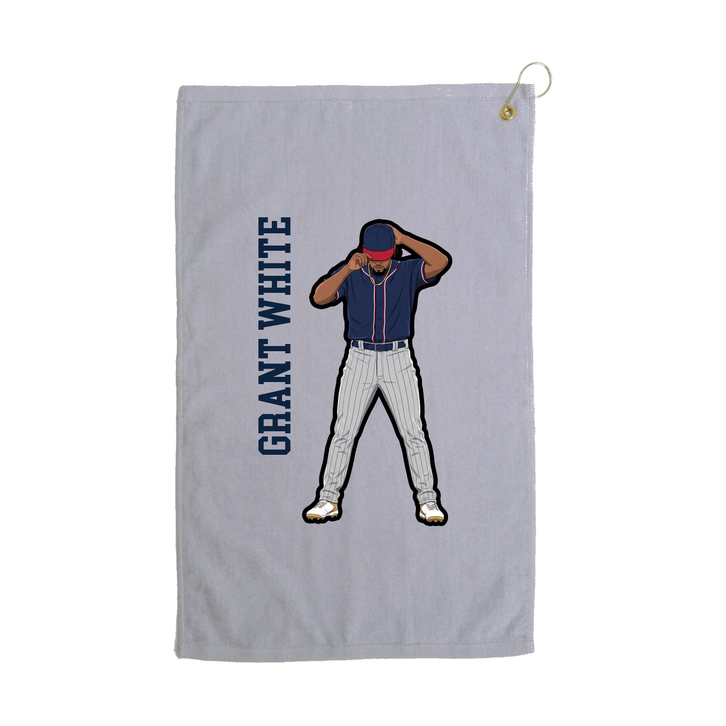 Golf Towel — Name Vertical in Grey