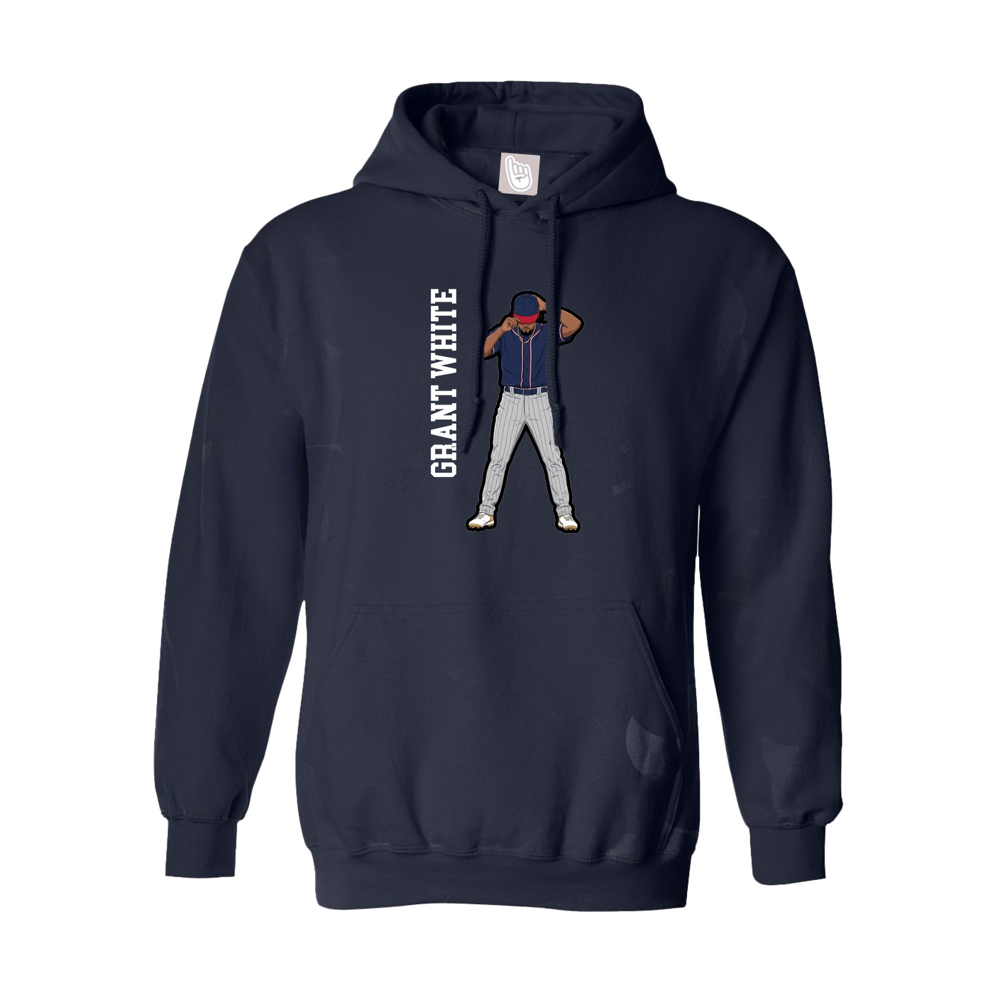 Hoodie — Name Vertical in Navy