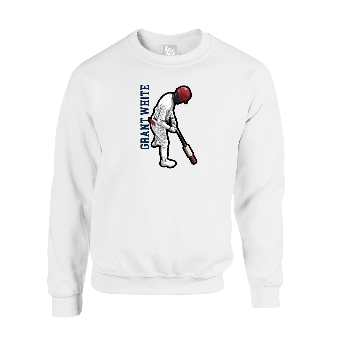Fleece Crew — Name Vertical in White