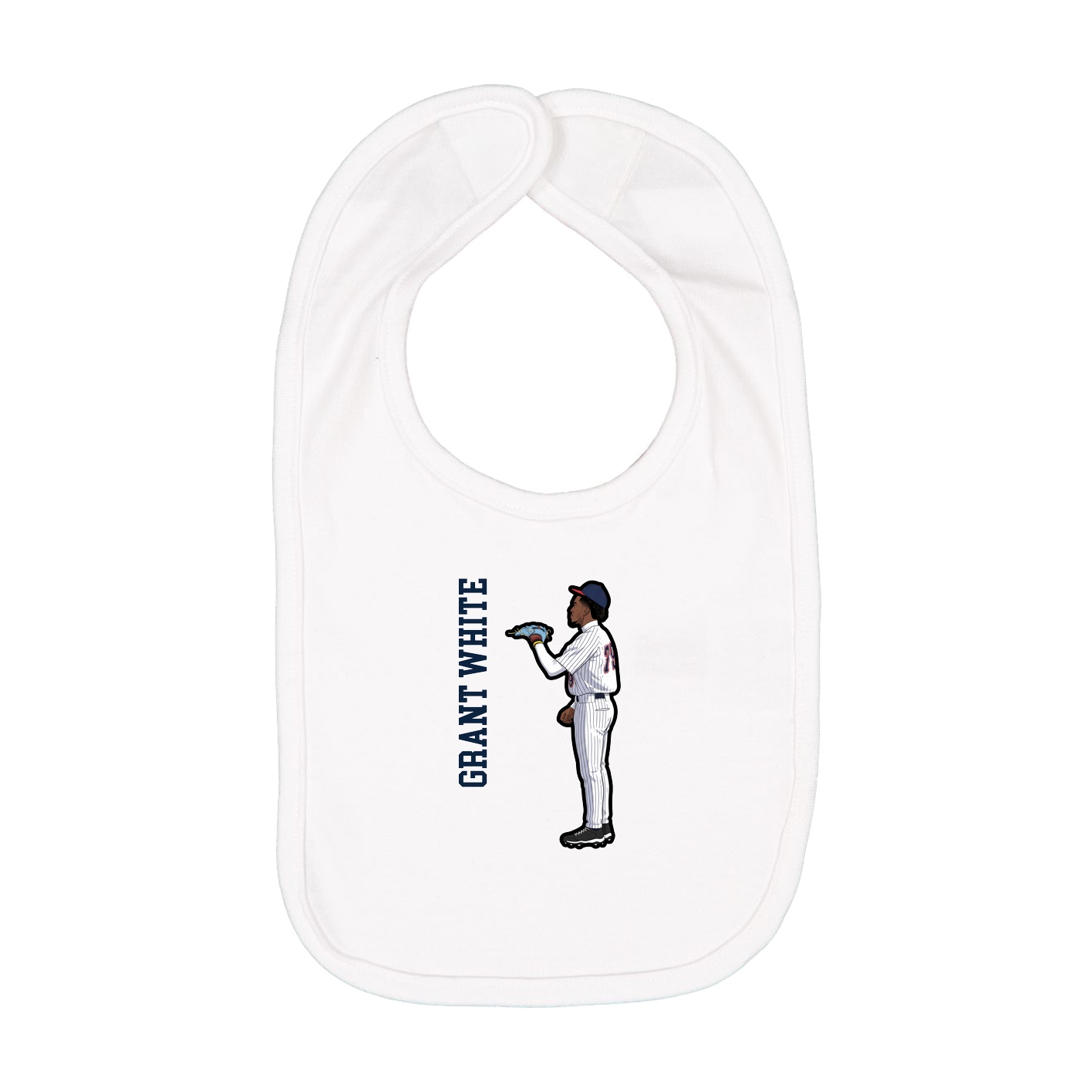 Infant Bib — Name Vertical in White