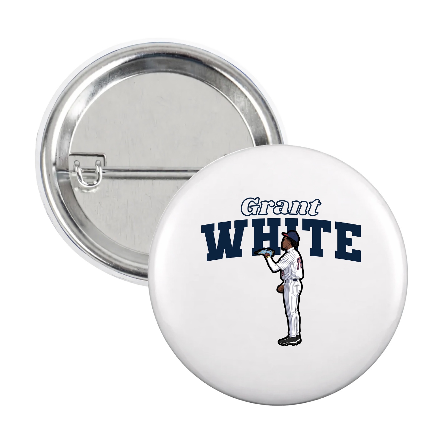 Game Day Button — Name Arch in White