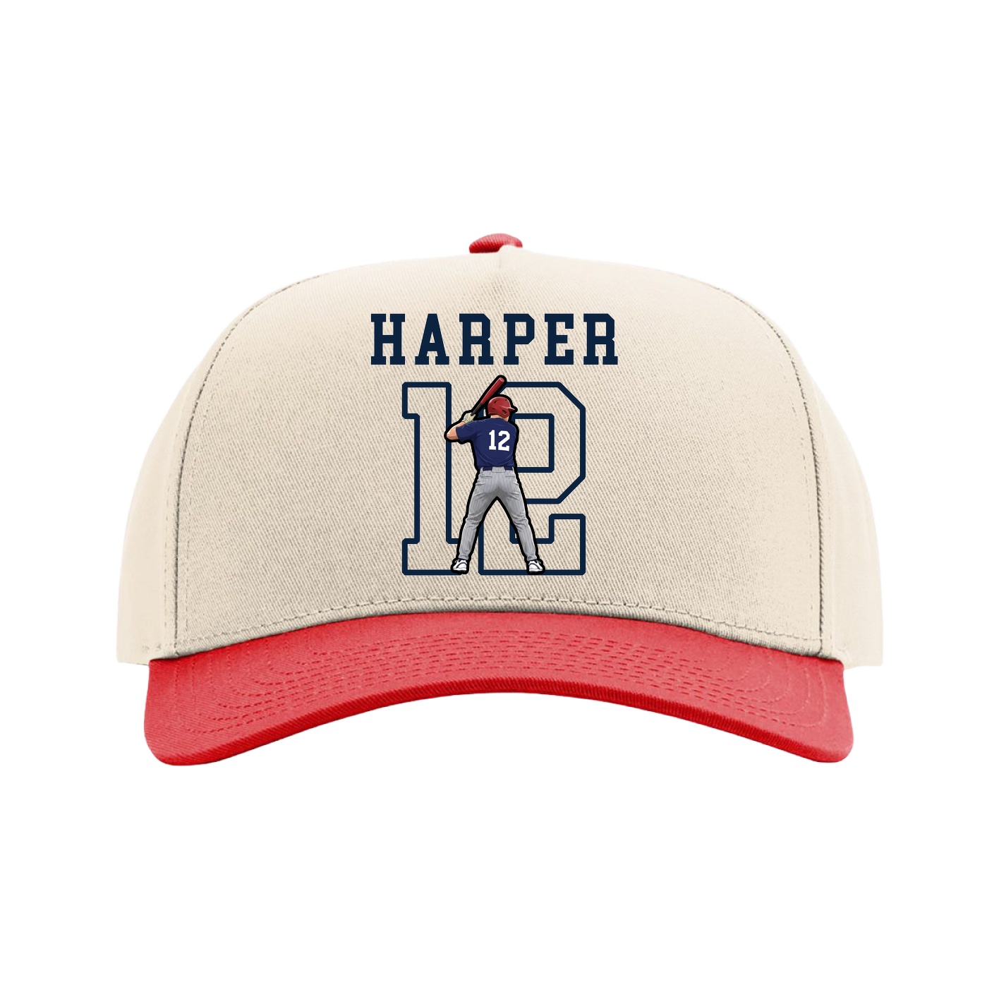 Full Fabric Five-Panel Champ Cap — Shirsey in Cream/Red