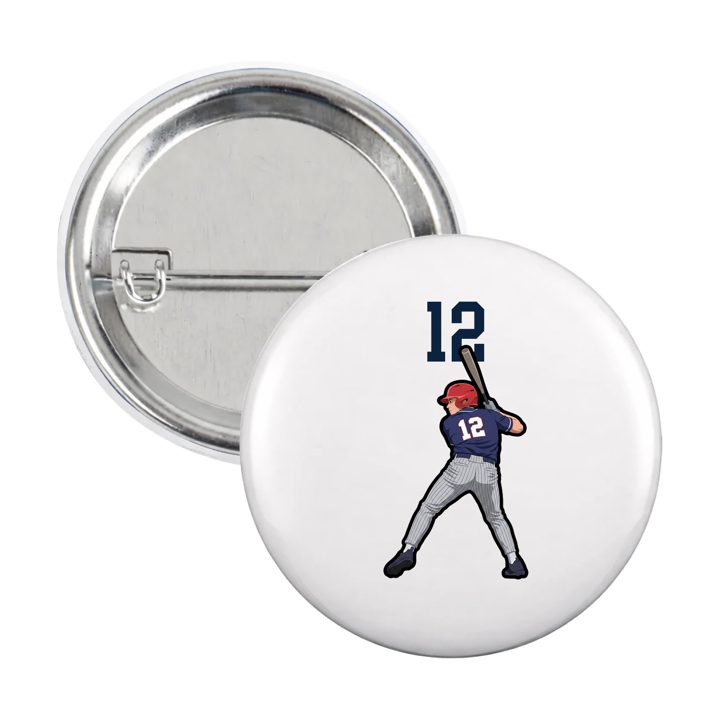 Game Day Button — Number Top in White