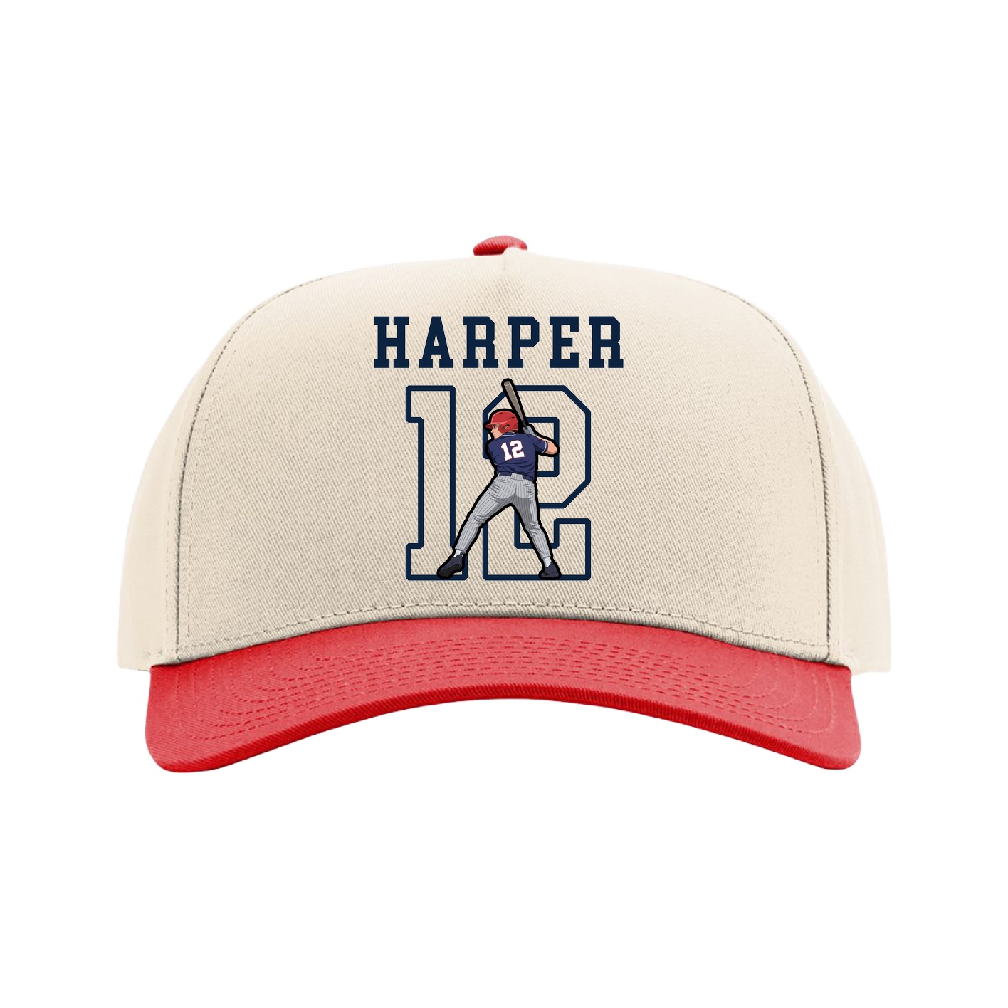 Full Fabric Five-Panel Champ Cap — Shirsey in Cream/Red