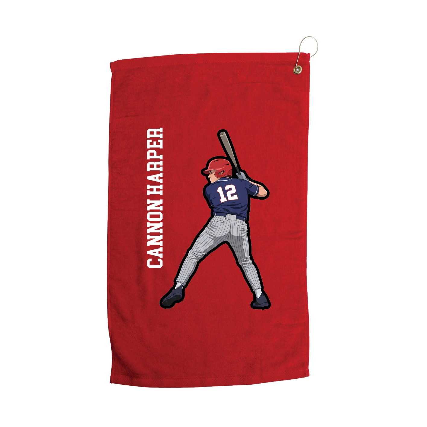 Golf Towel — Name Vertical in Red