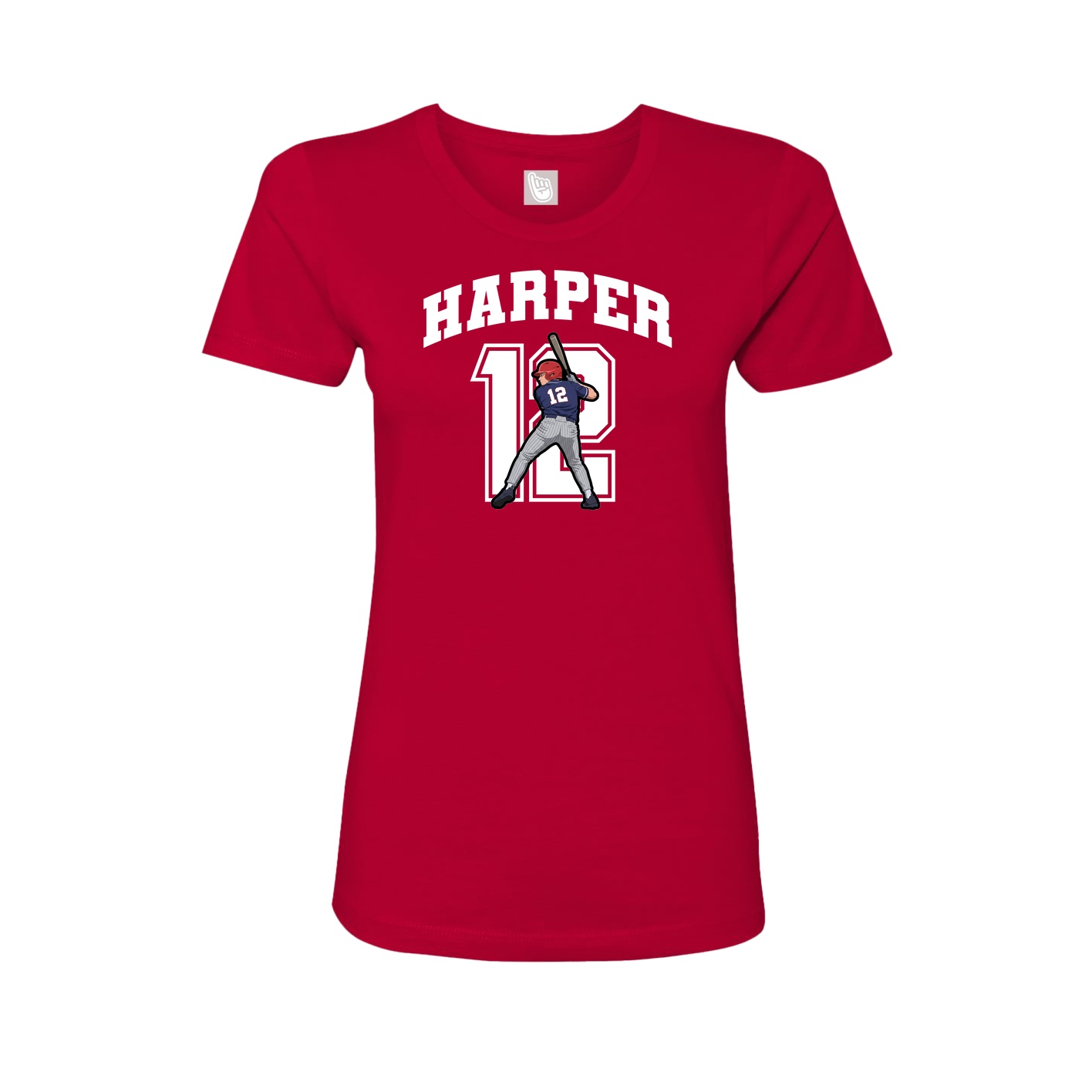 Fitted Women's Tee — Number in Red