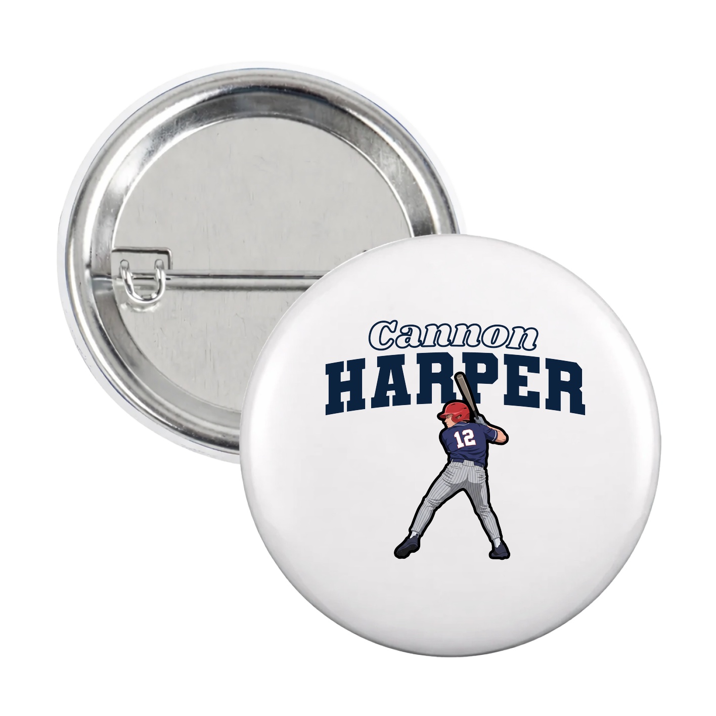 Game Day Button — Name Arch in White
