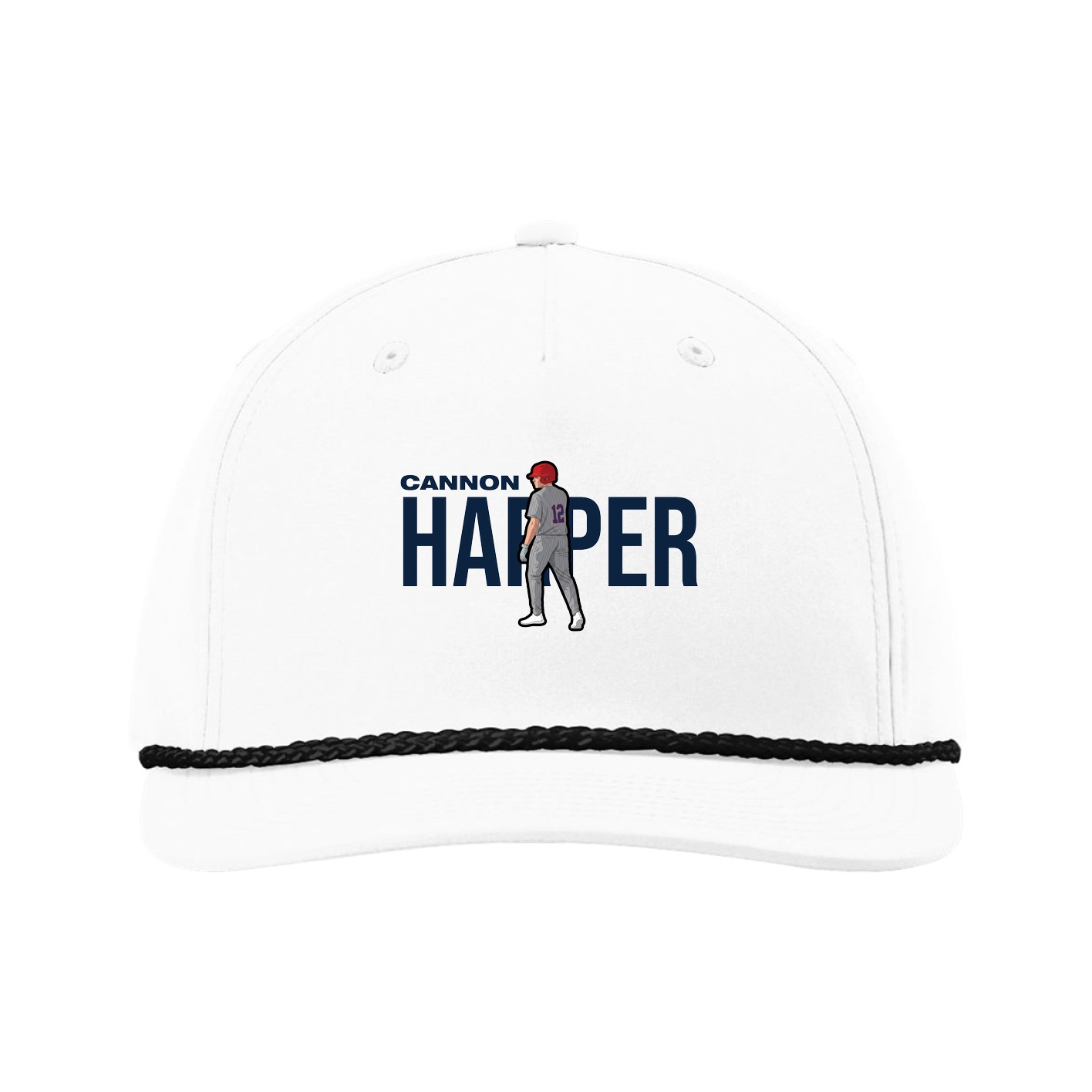 Five-Panel Classic Rope Cap — Player Name in White