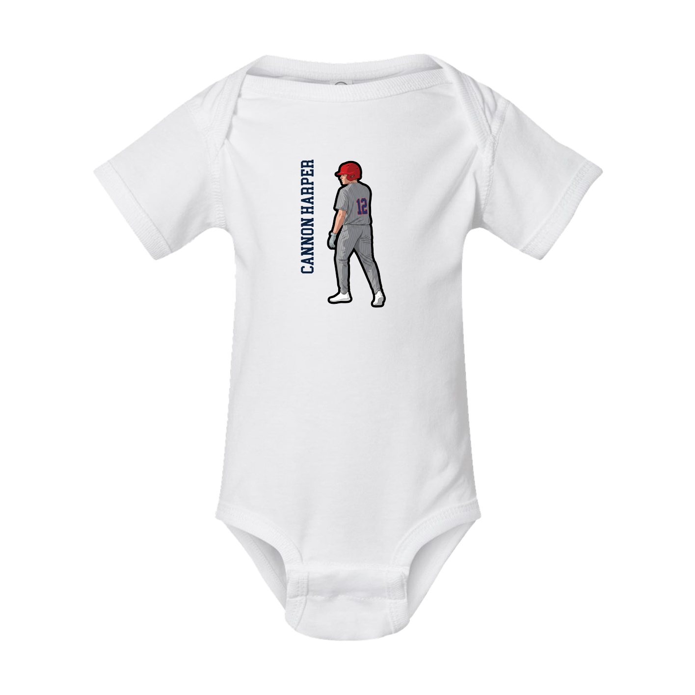 Baby Onesie — Name Vertical in White