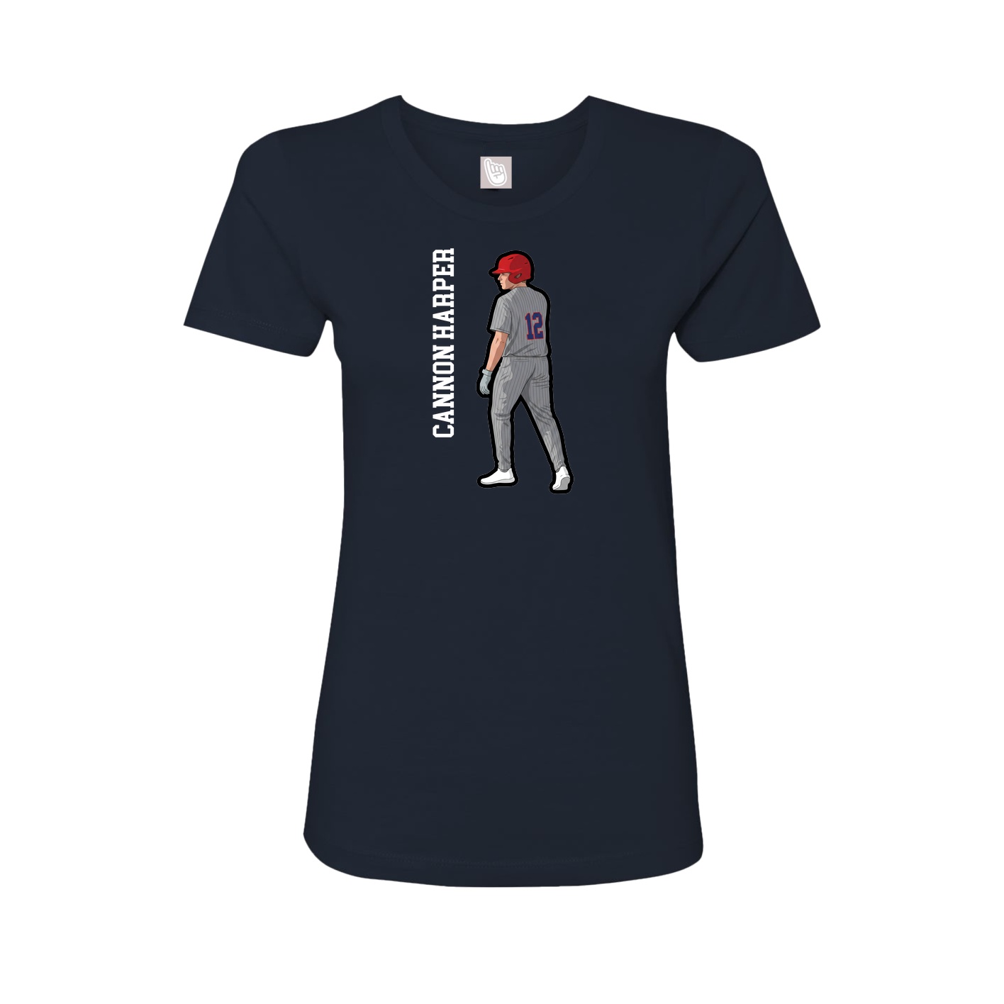 Fitted Women's Tee — Name Vertical in Navy