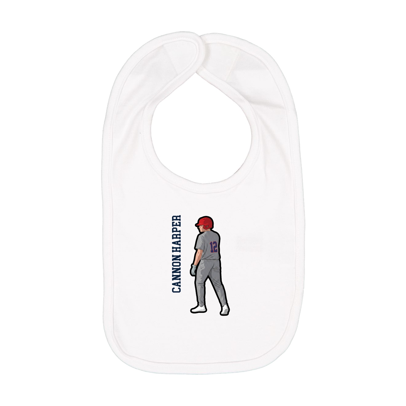 Infant Bib — Name Vertical in White
