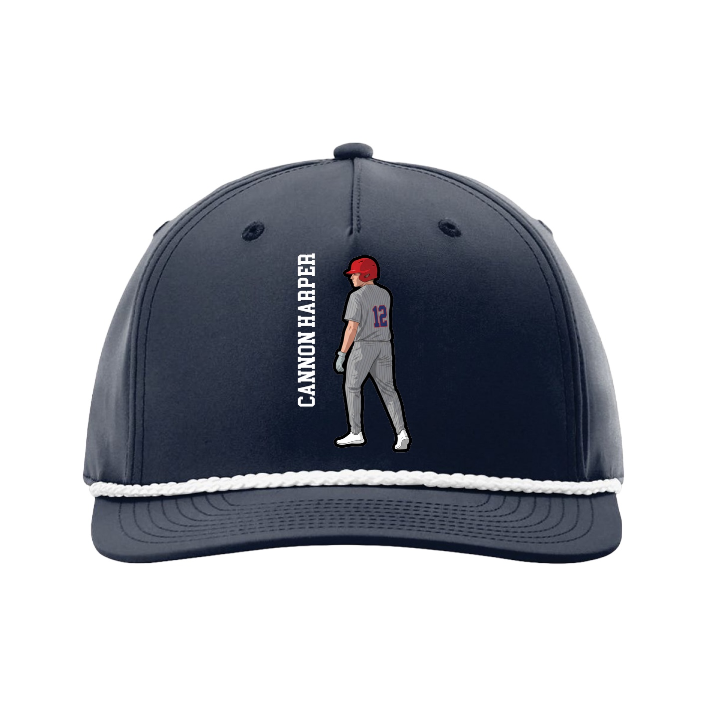 Five-Panel Classic Rope Cap — Name Vertical in Navy