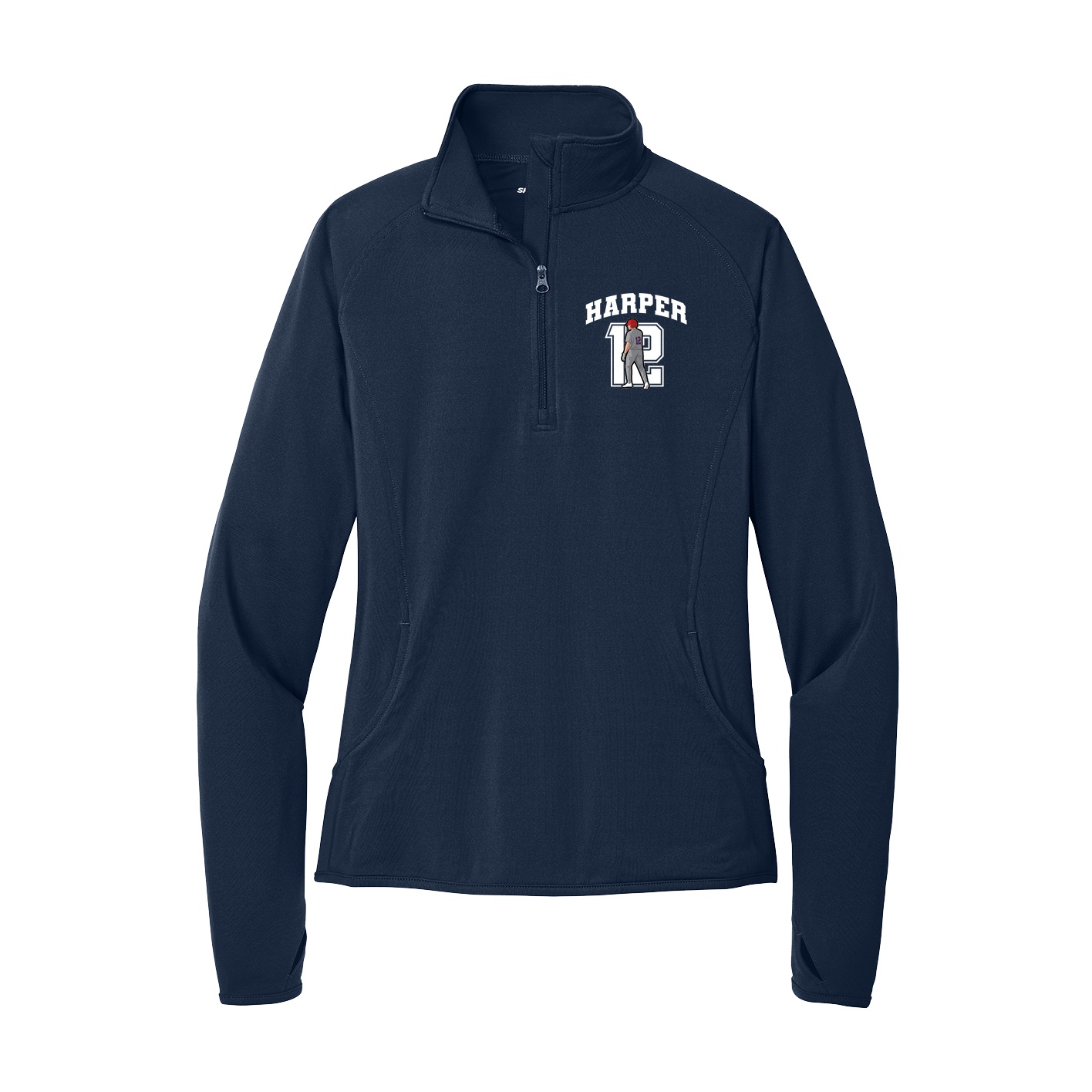 Women's Q-Zip Pullover — Number in Navy