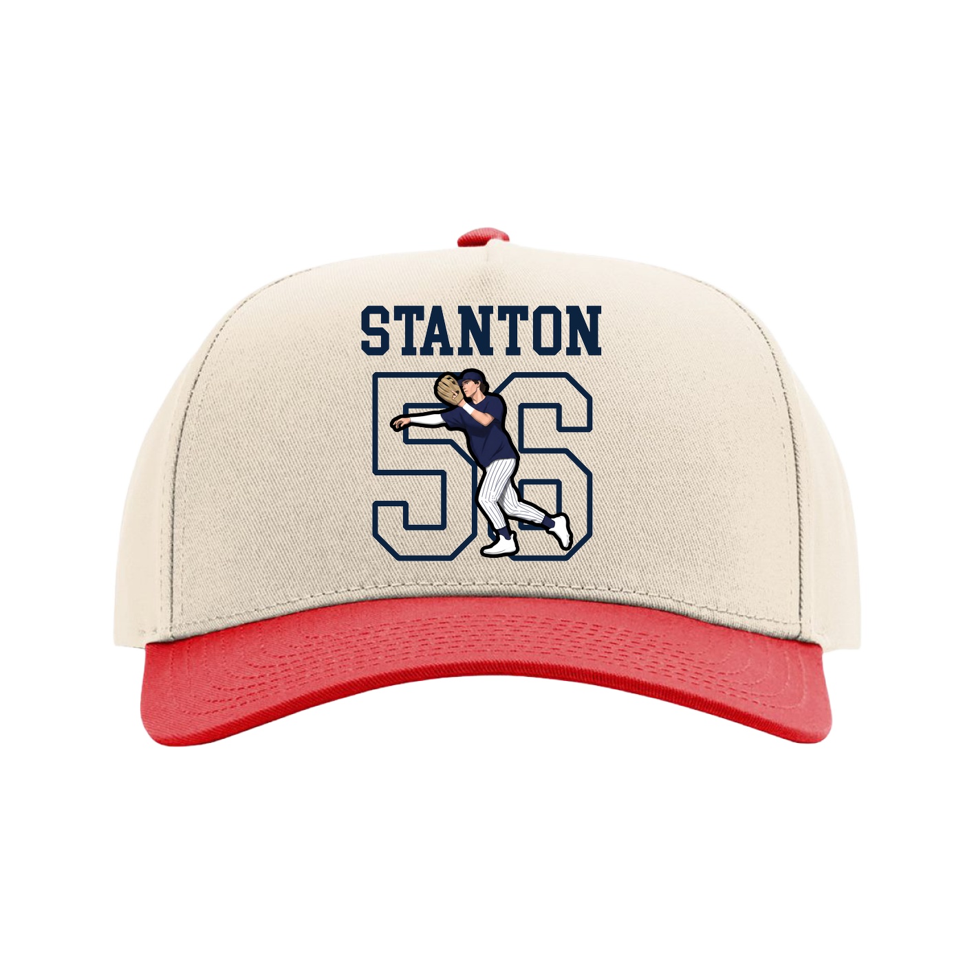 Full Fabric Five-Panel Champ Cap — Shirsey in Cream/Red