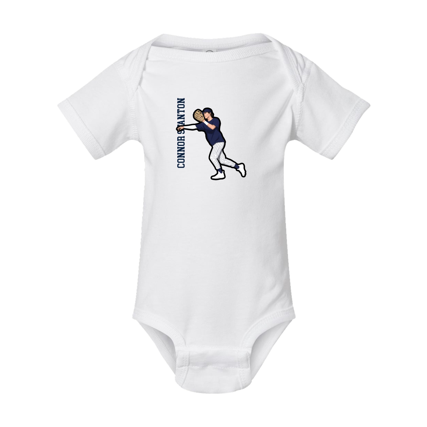 Baby Onesie — Name Vertical in White