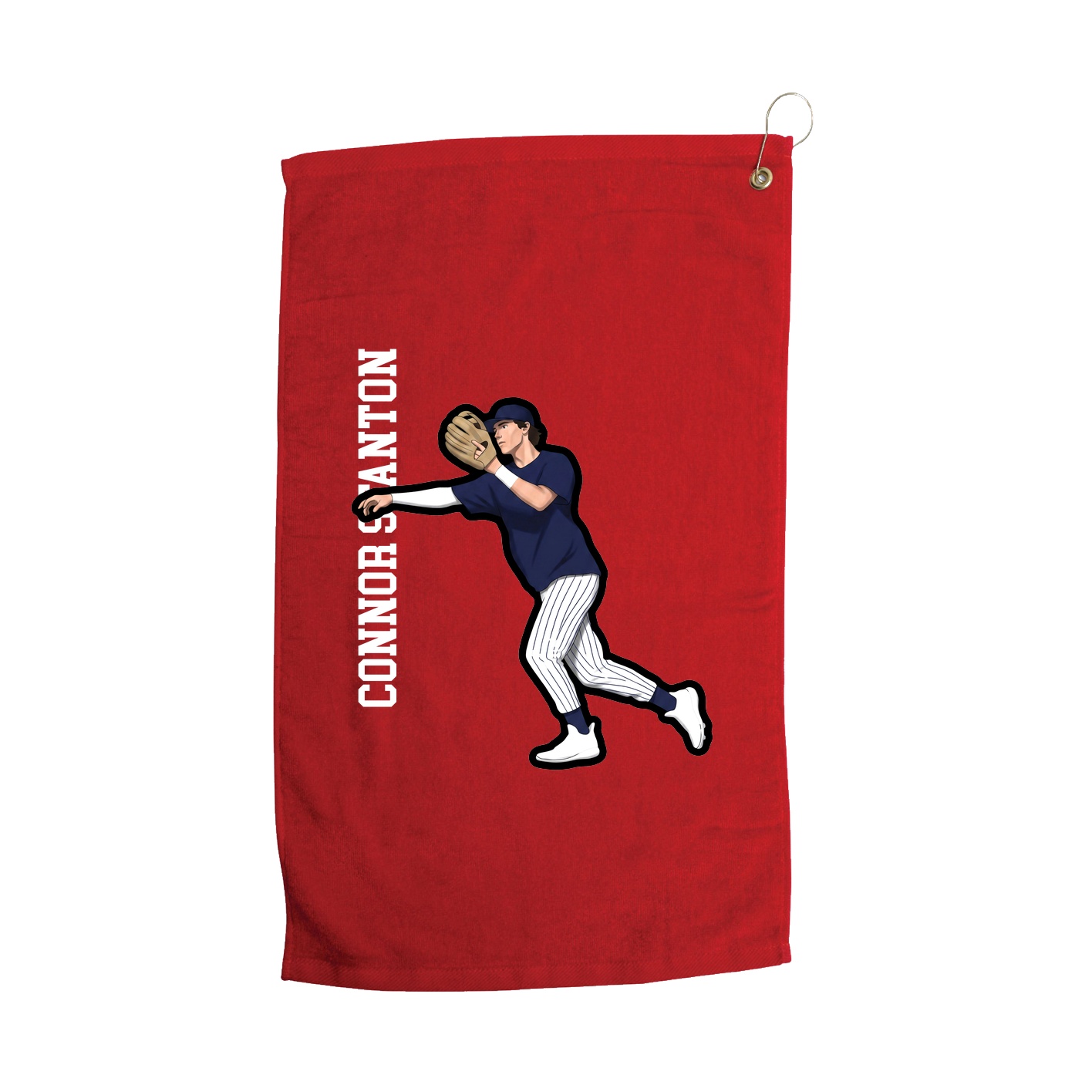 Golf Towel — Name Vertical in Red