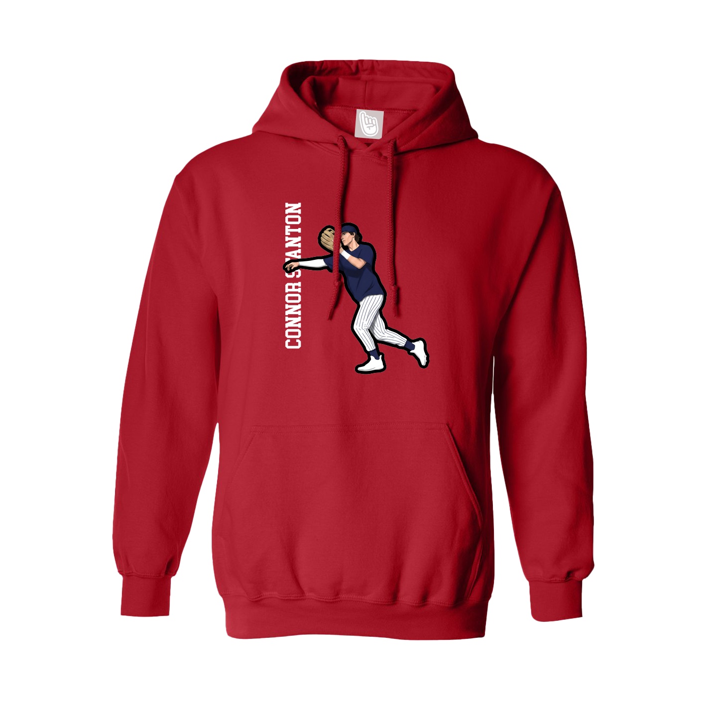 Hoodie — Name Vertical in Red