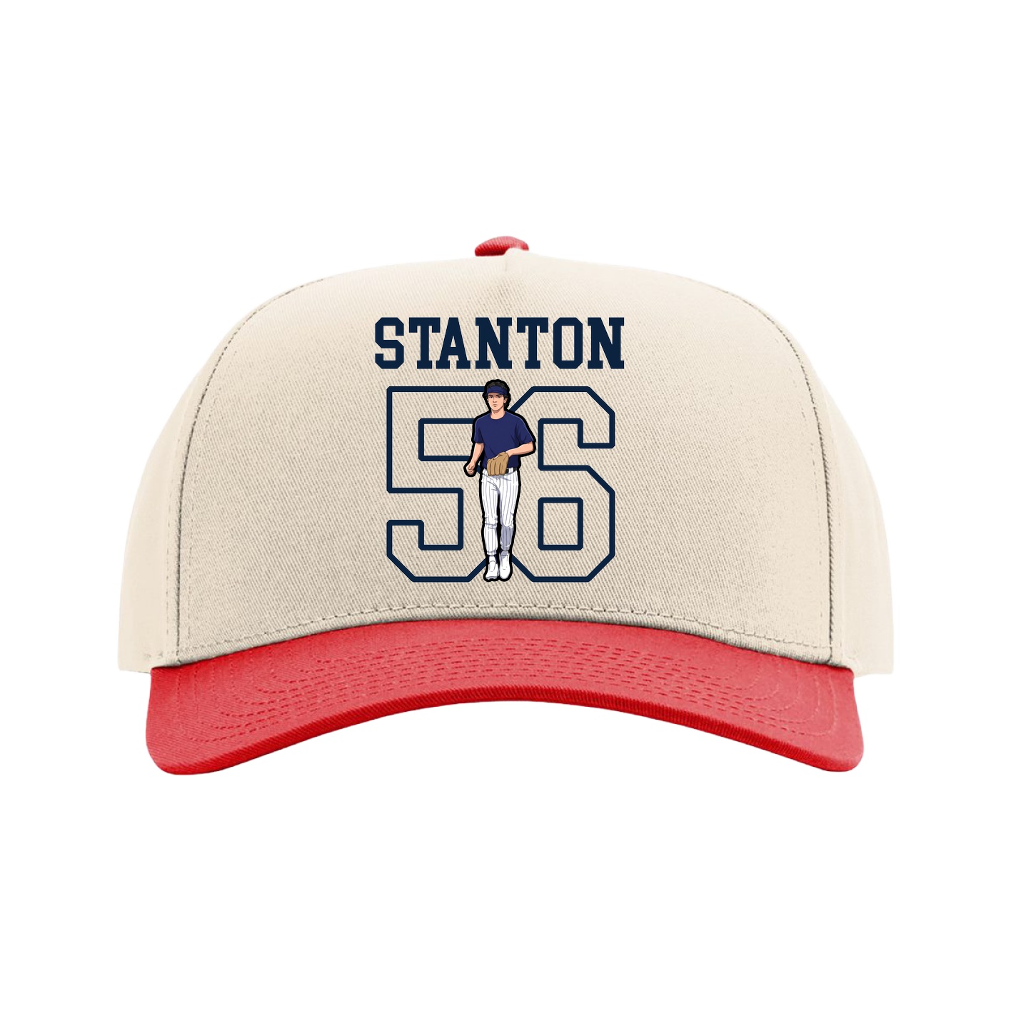 Full Fabric Five-Panel Champ Cap — Shirsey in Cream/Red