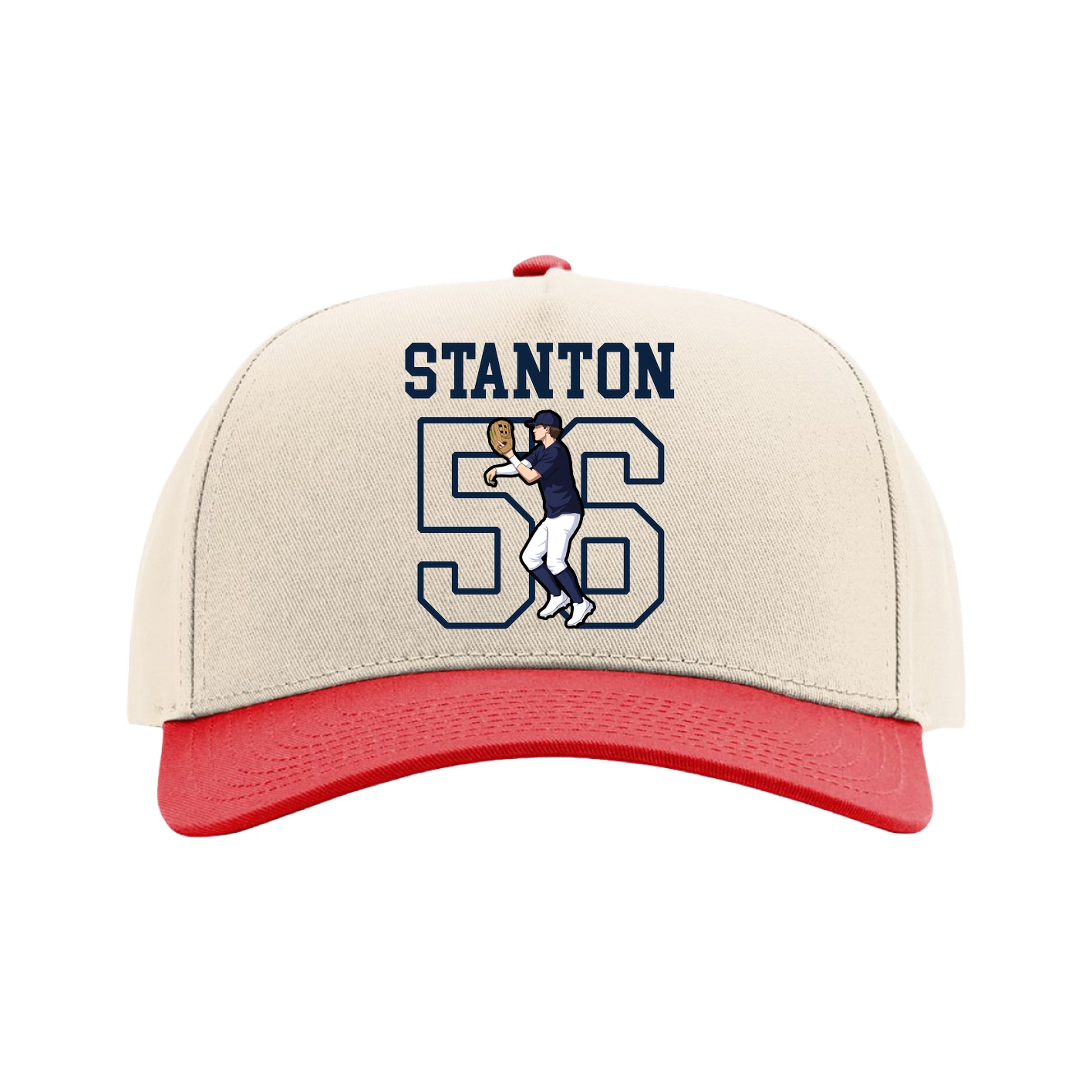 Full Fabric Five-Panel Champ Cap — Shirsey in Cream/Red