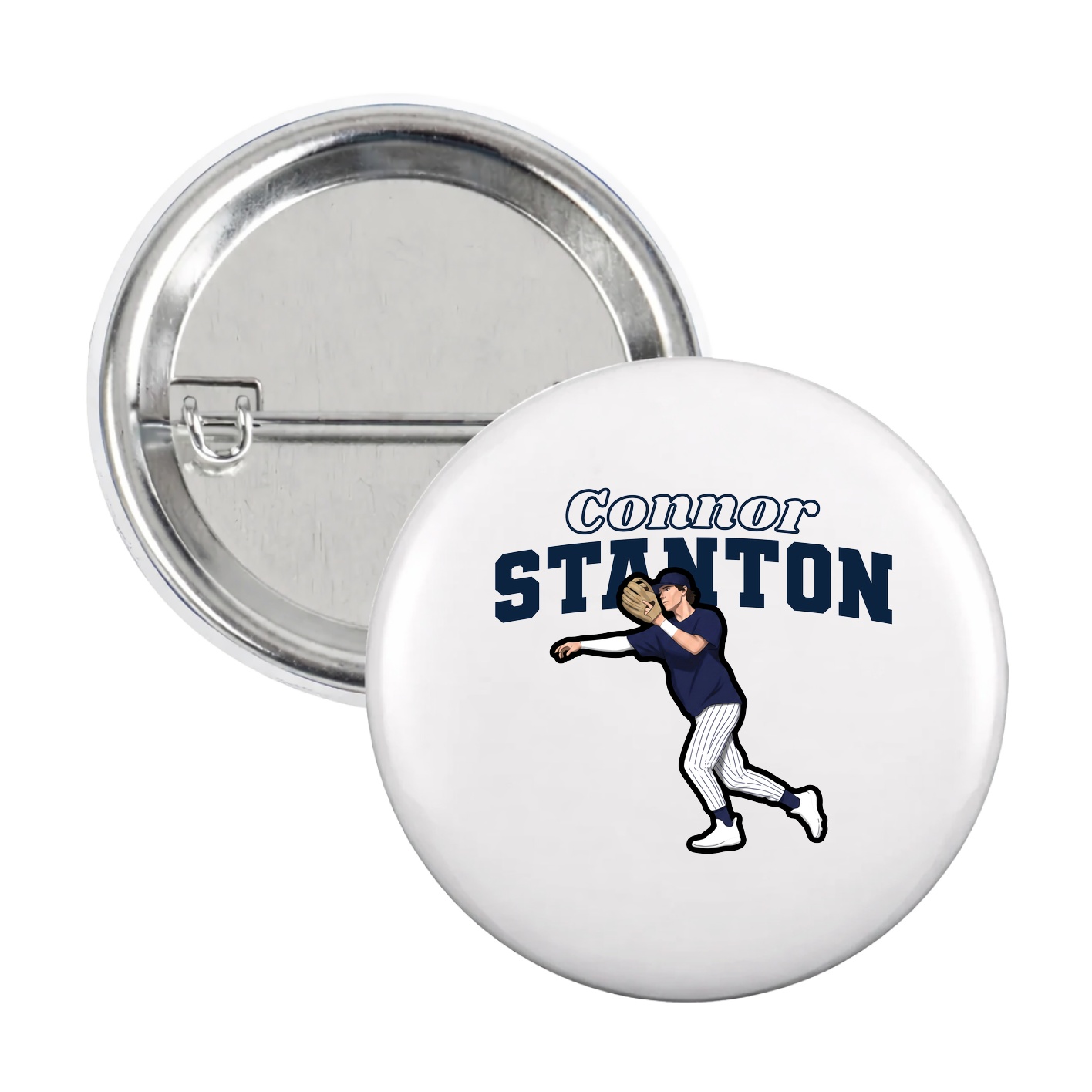 Game Day Button — Name Arch in White