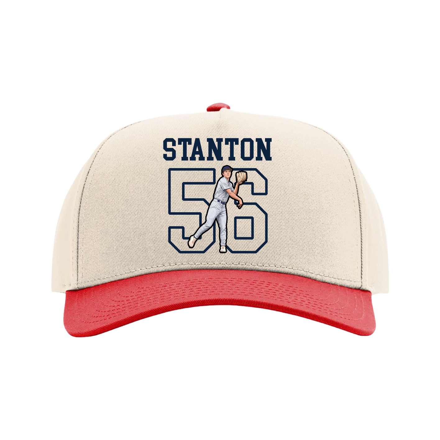 Full Fabric Five-Panel Champ Cap — Shirsey in Cream/Red