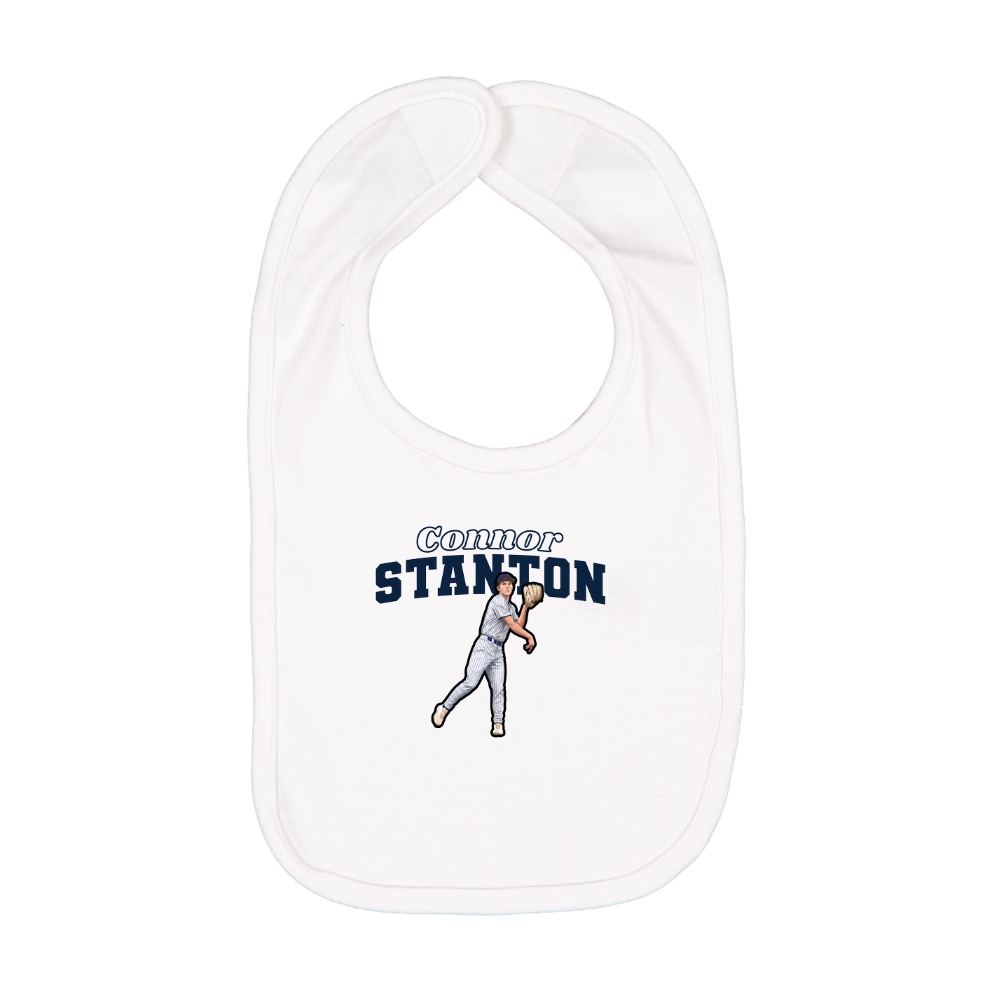 Infant Bib — Name Arch in White