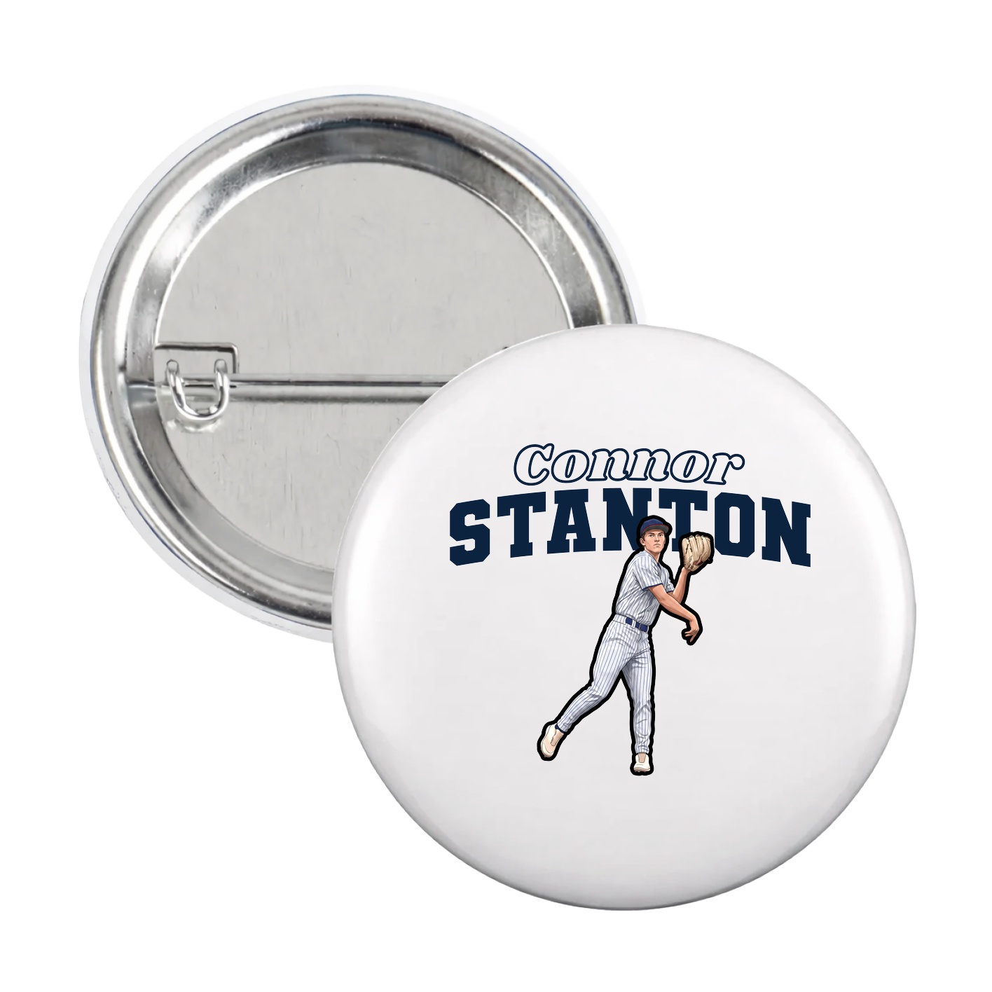 Game Day Button — Name Arch in White