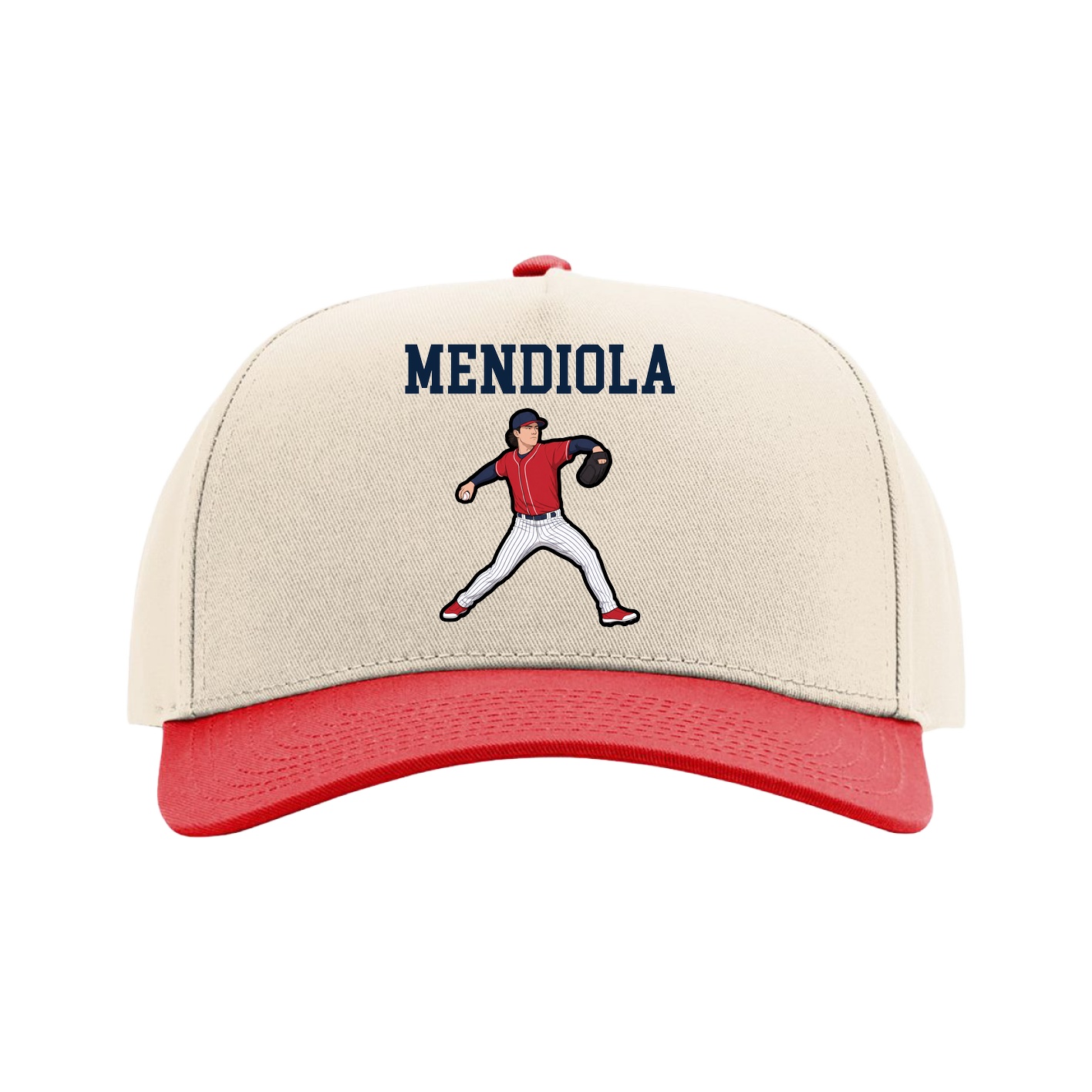 Full Fabric Five-Panel Champ Cap — Shirsey in Cream/Red