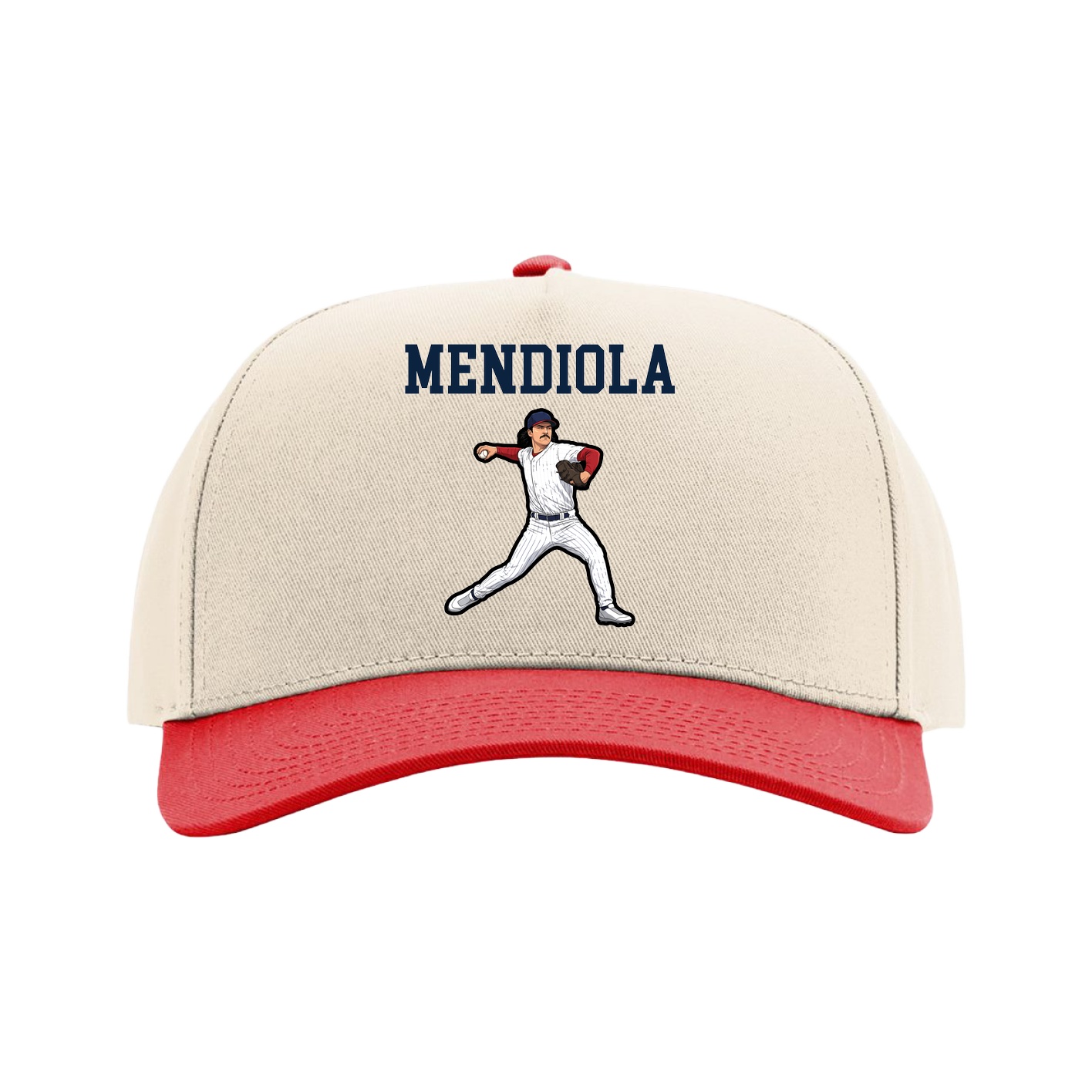 Full Fabric Five-Panel Champ Cap — Shirsey in Cream/Red