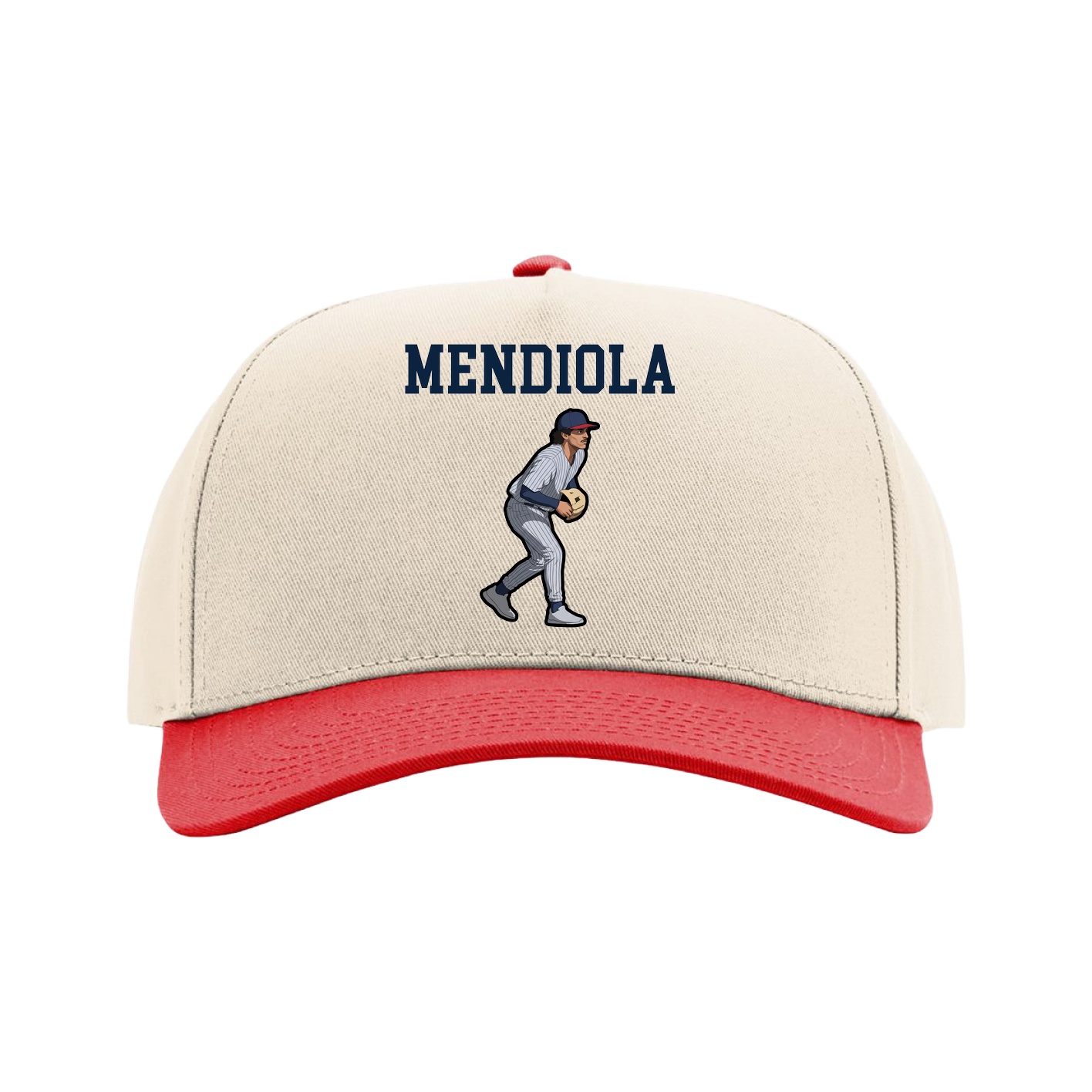 Full Fabric Five-Panel Champ Cap — Shirsey in Cream/Red