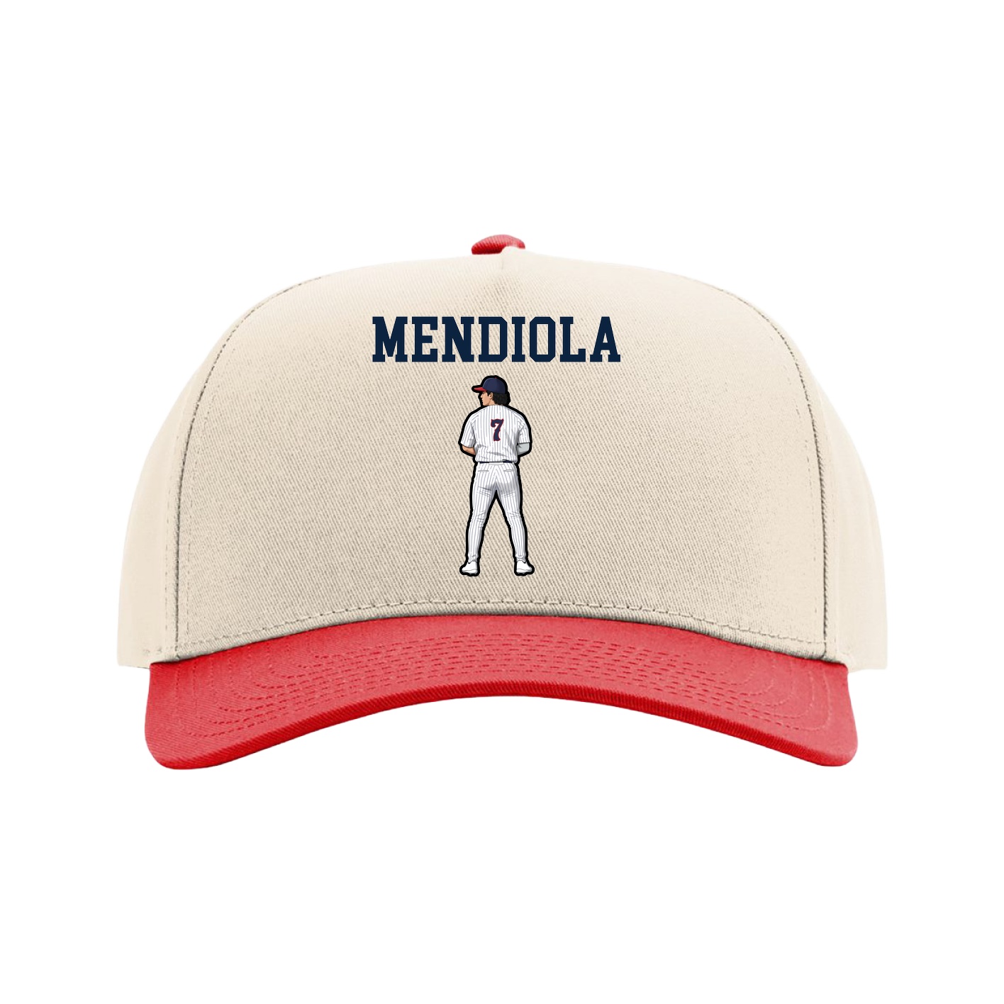 Full Fabric Five-Panel Champ Cap — Shirsey in Cream/Red