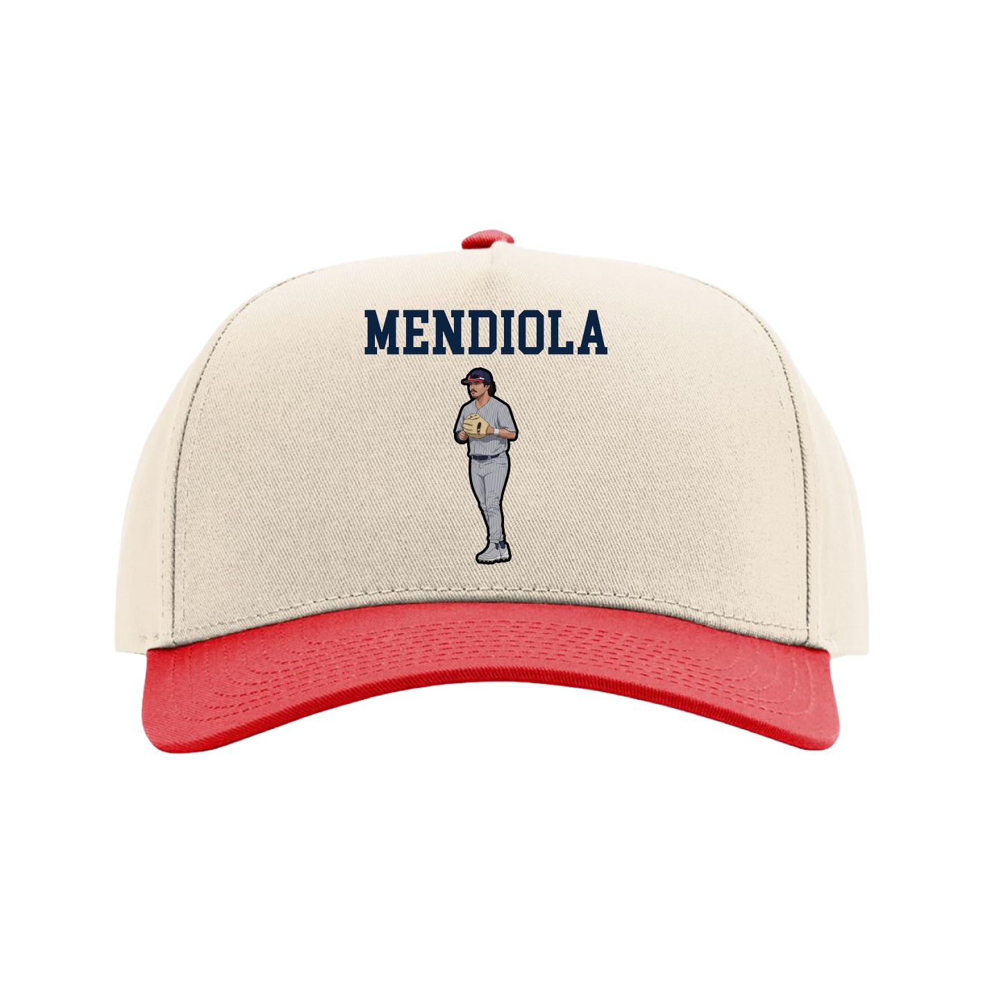 Full Fabric Five-Panel Champ Cap — Shirsey in Cream/Red