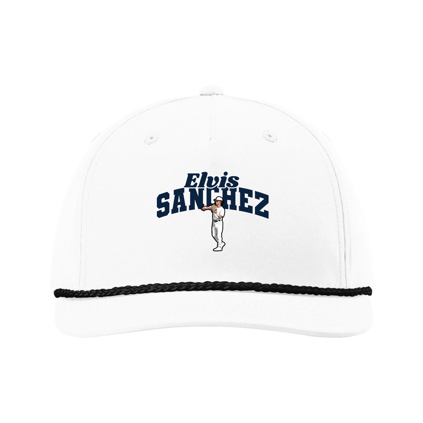 Five-Panel Classic Rope Cap — Signature Arch in White